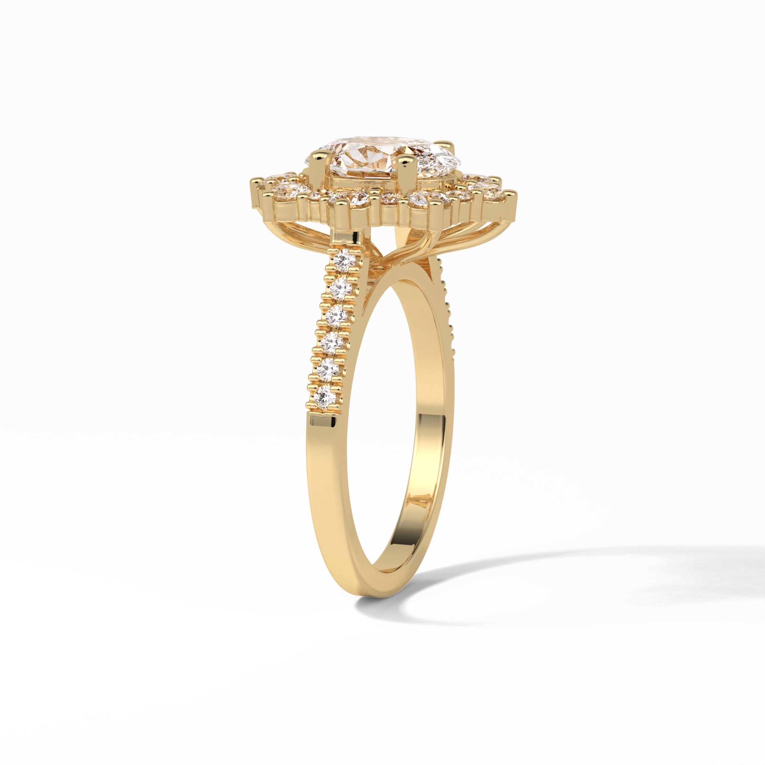 Oval Pave & Halo Lab Grown Diamond Engagement Ring