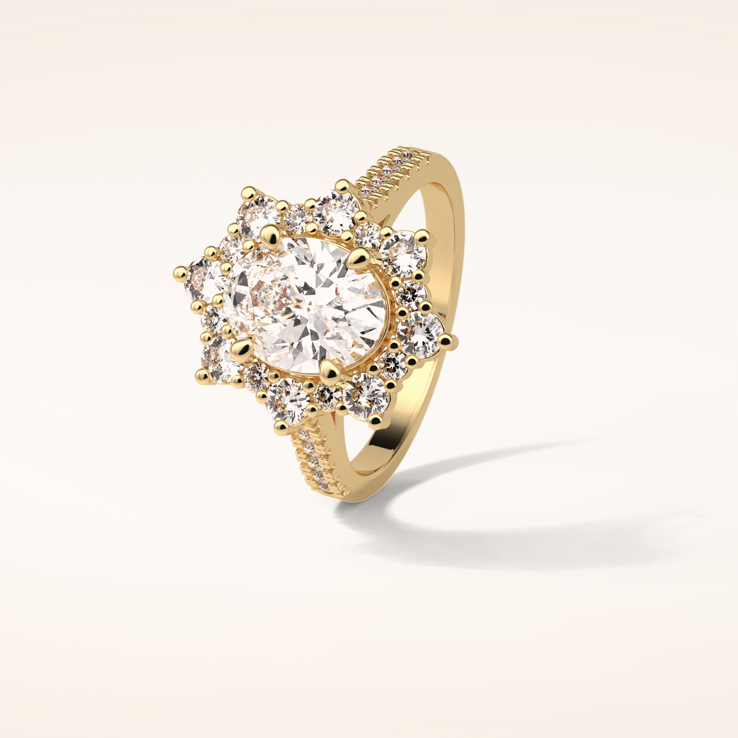 1.91 CT Oval Shaped Cluster Moissanite Engagement Ring