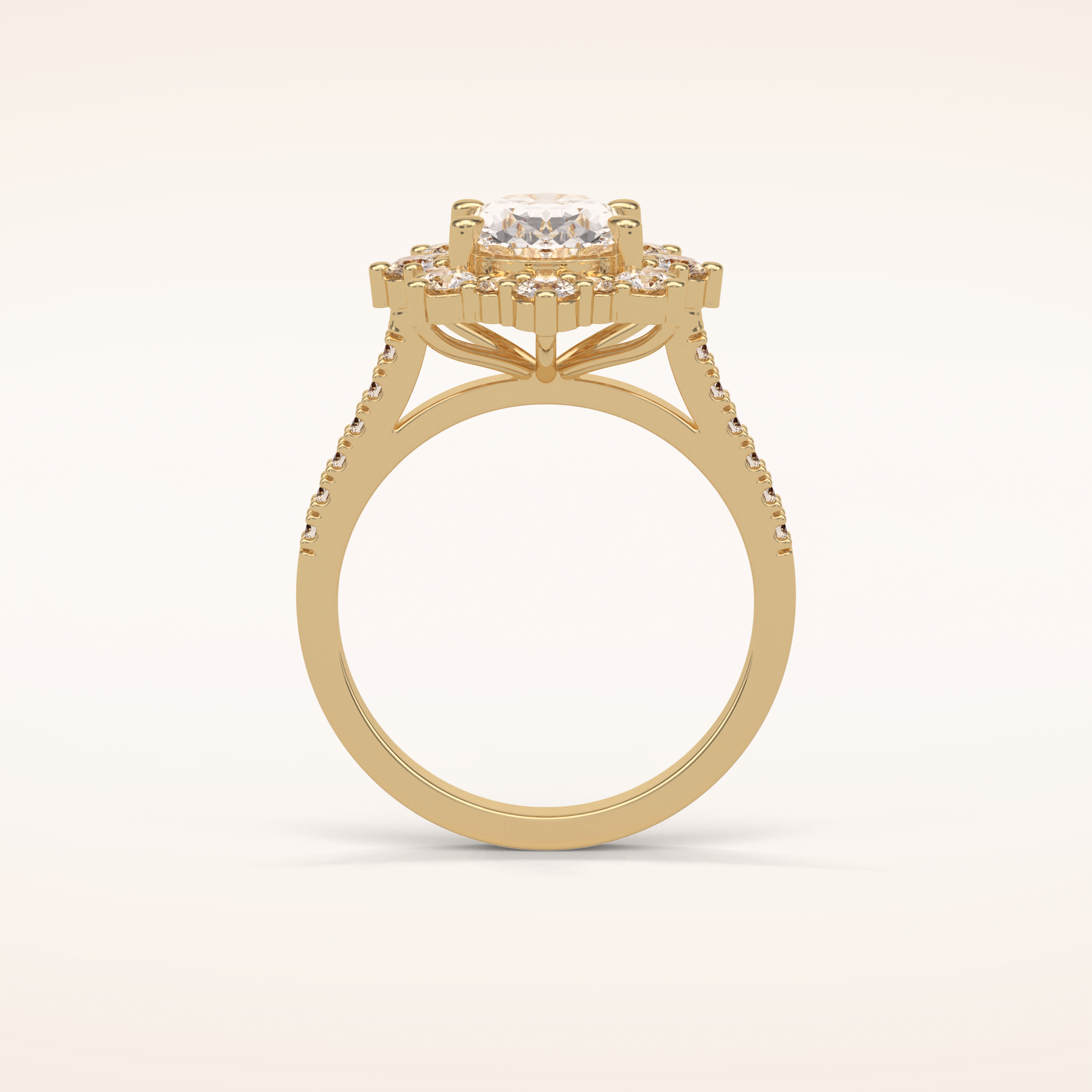 1.91 CT Oval Shaped Cluster Moissanite Engagement Ring