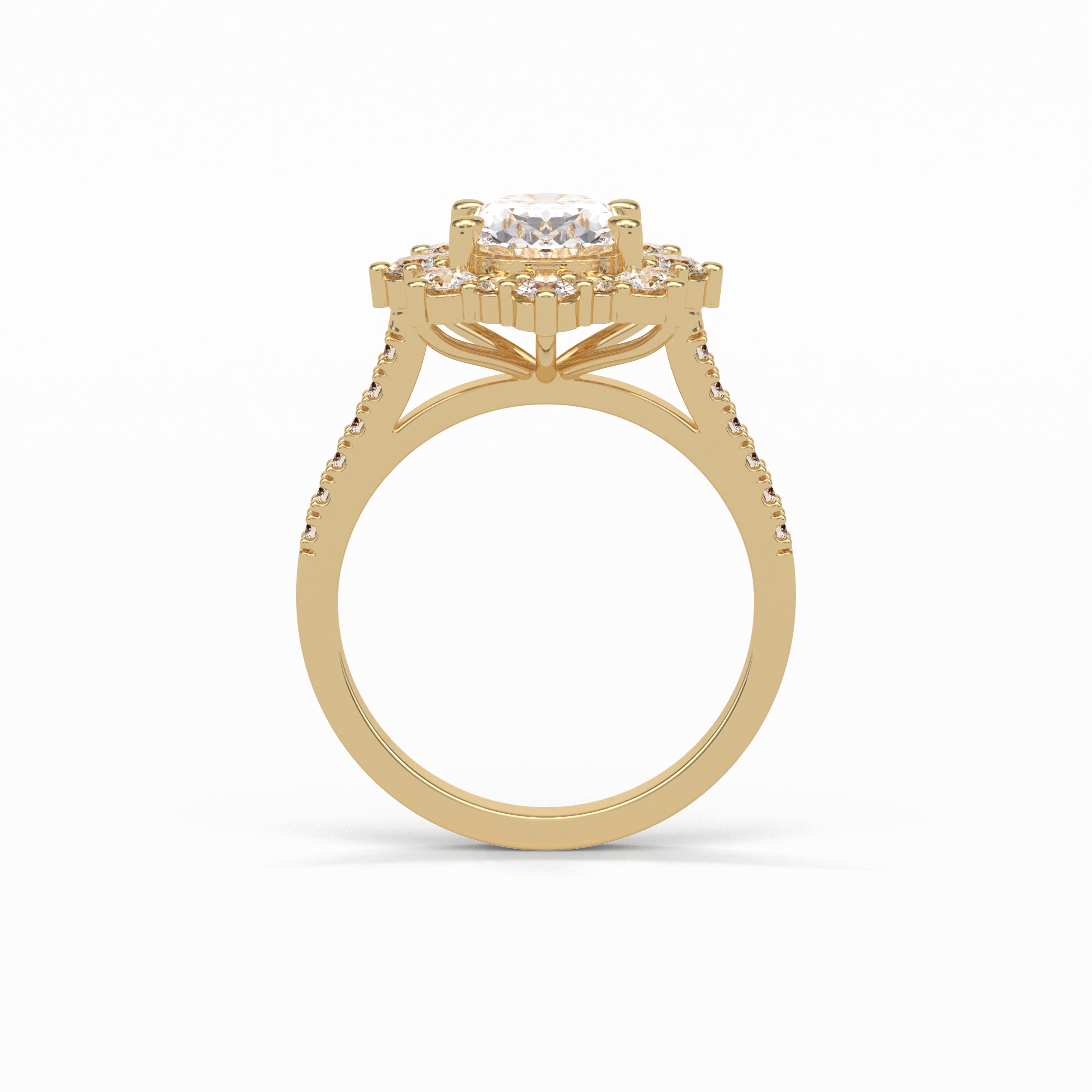 Oval Pave & Halo Lab Grown Diamond Engagement Ring