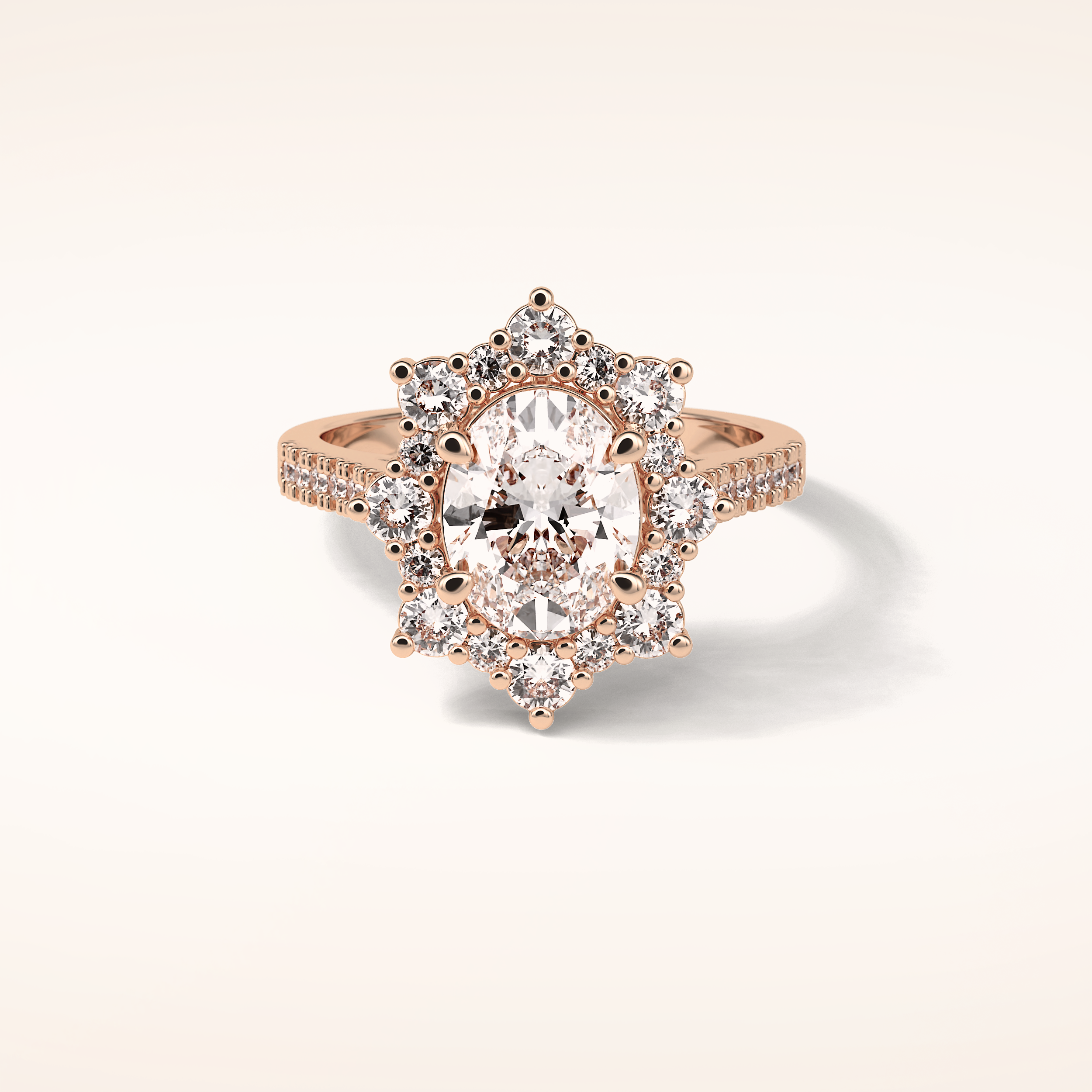 1.91 CT Oval Shaped Cluster Moissanite Engagement Ring