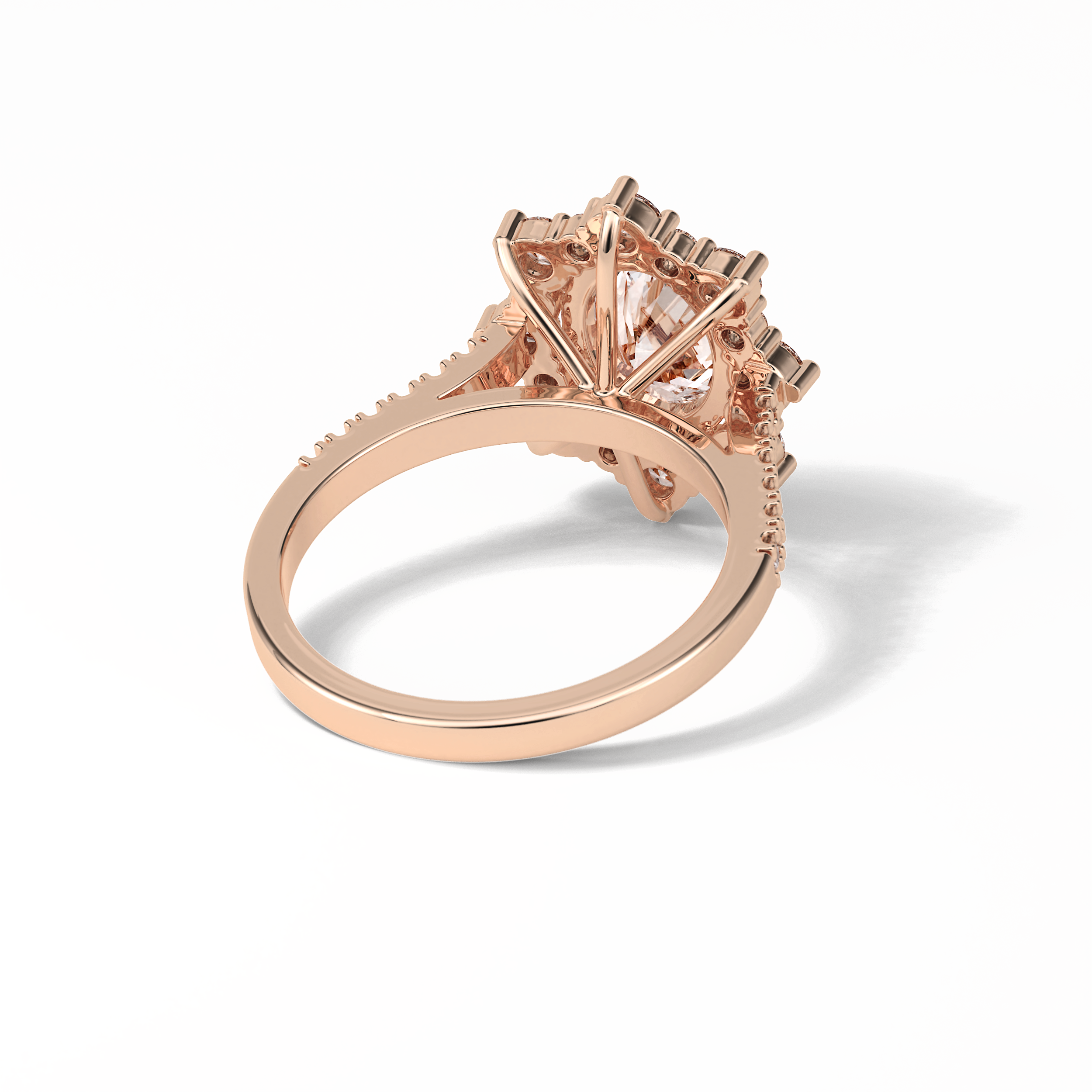 Oval Pave & Halo Lab Grown Diamond Engagement Ring