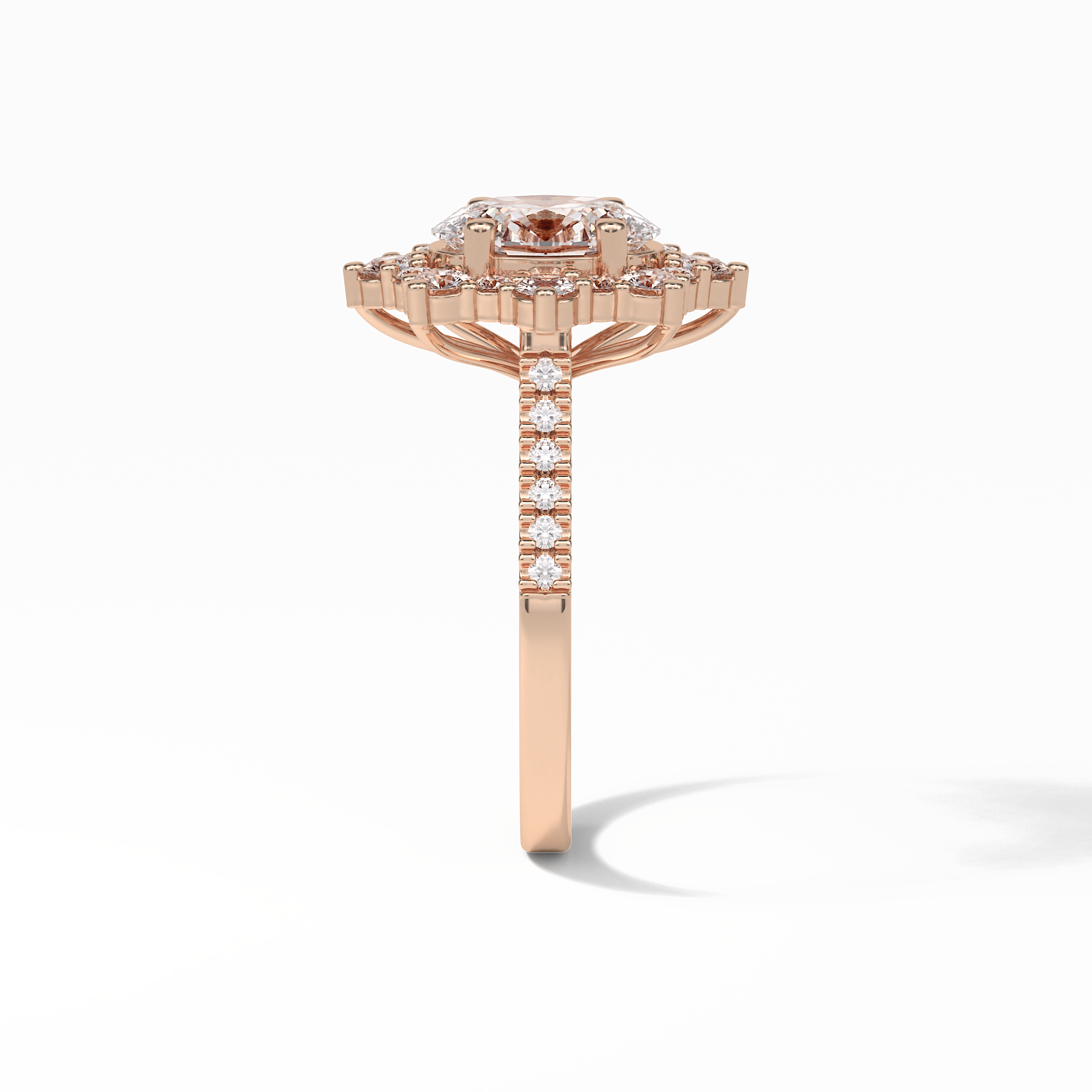 Oval Pave & Halo Lab Grown Diamond Engagement Ring