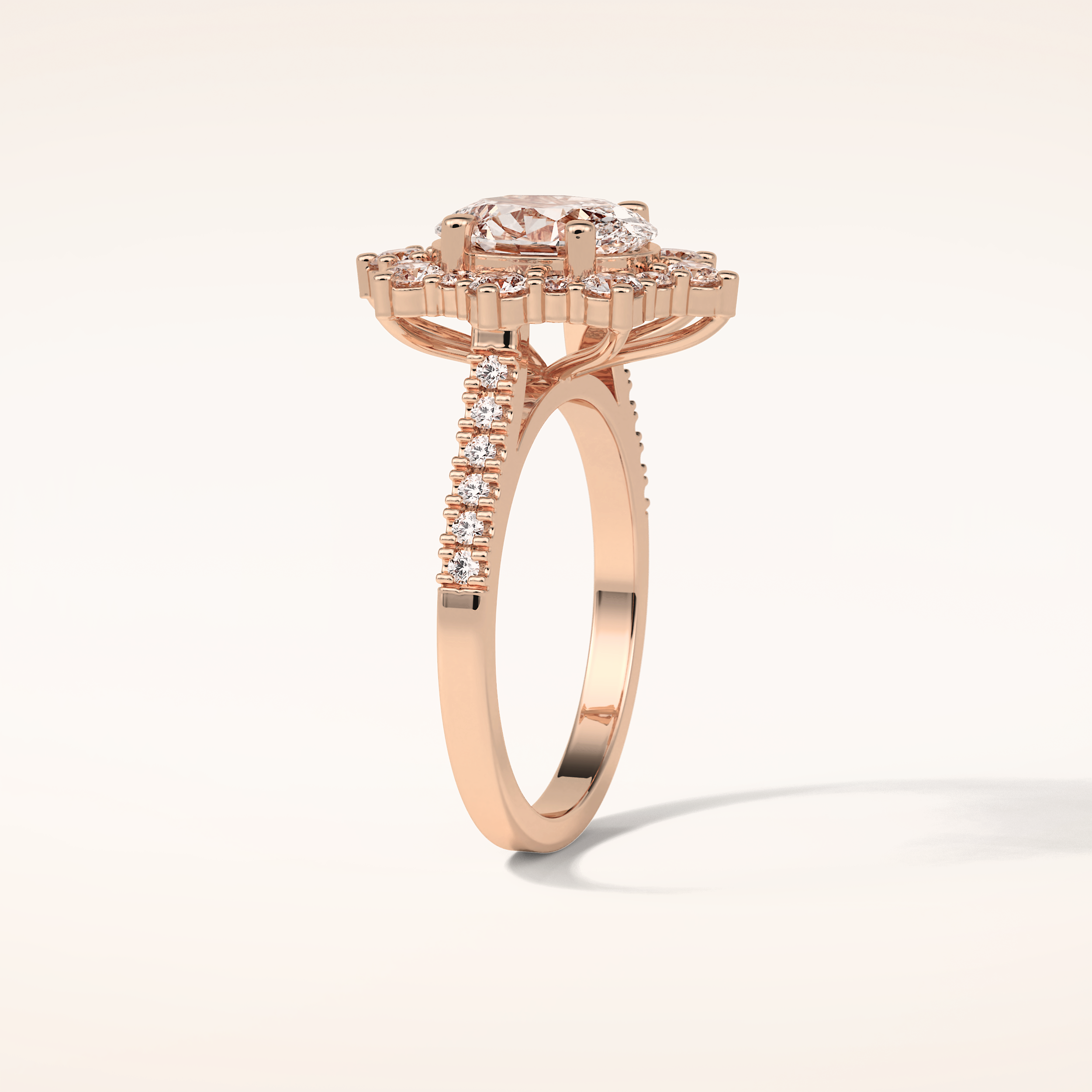 1.91 CT Oval Shaped Cluster Moissanite Engagement Ring