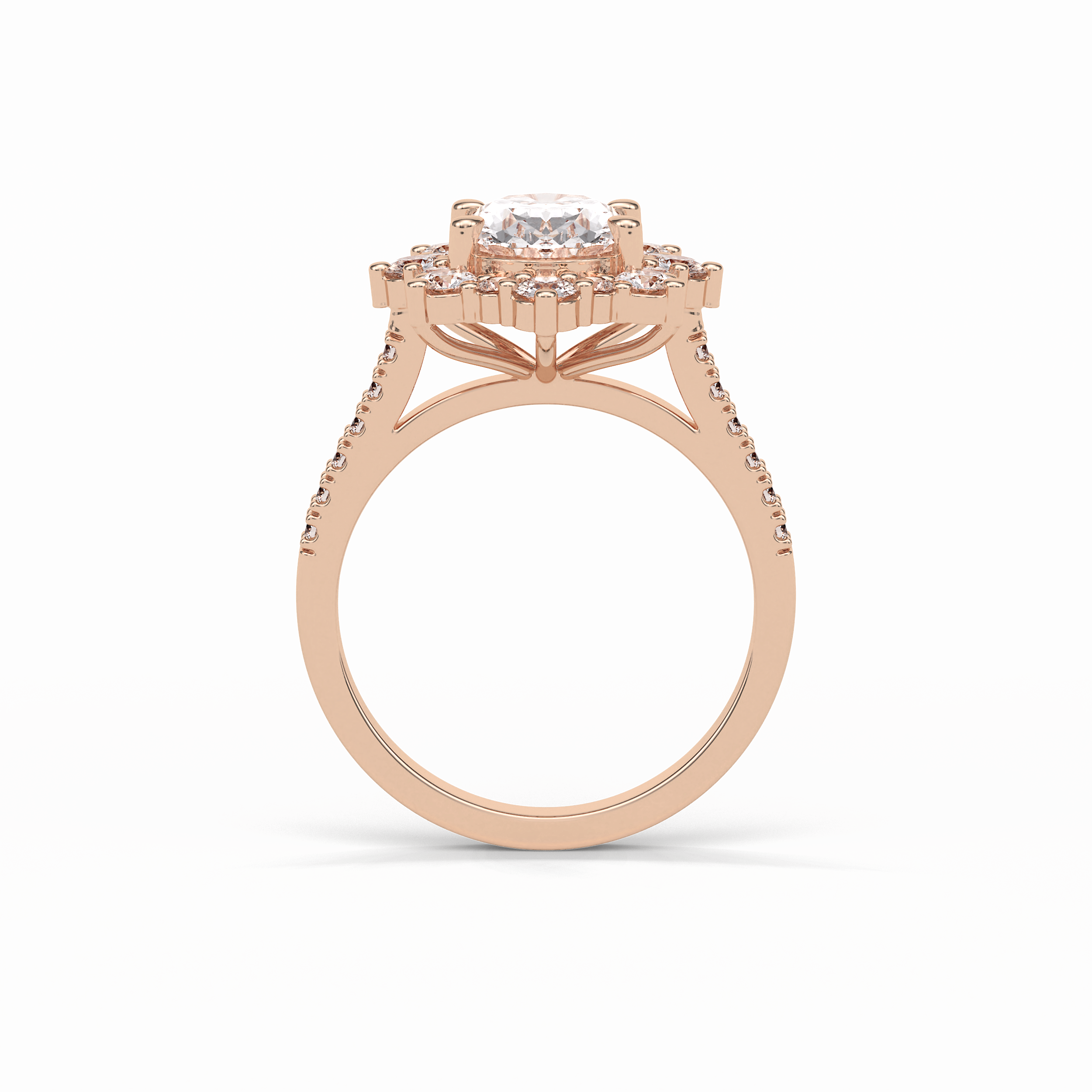 Oval Pave & Halo Lab Grown Diamond Engagement Ring