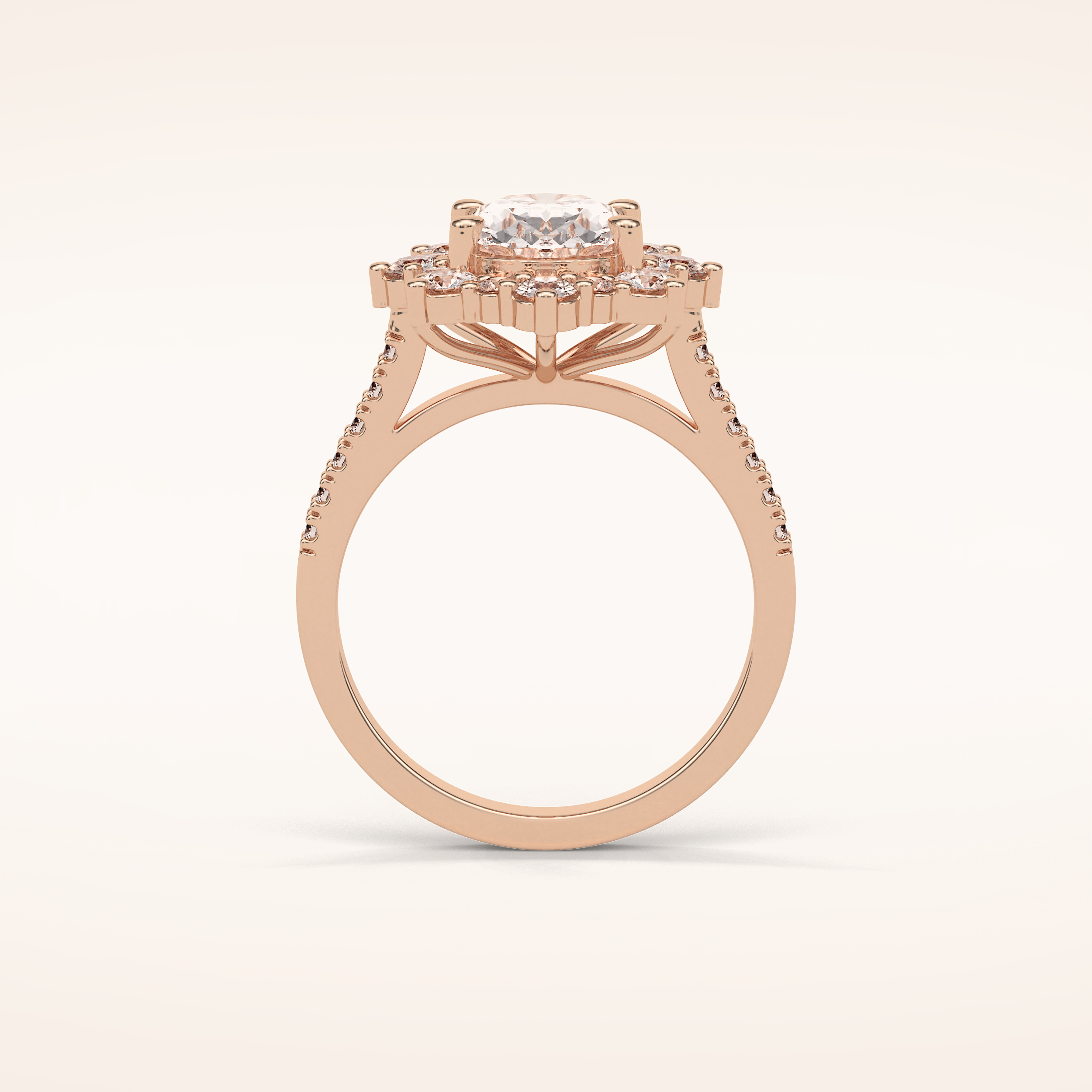 1.91 CT Oval Shaped Cluster Moissanite Engagement Ring