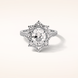1.91 CT Oval Shaped Cluster Moissanite Engagement Ring