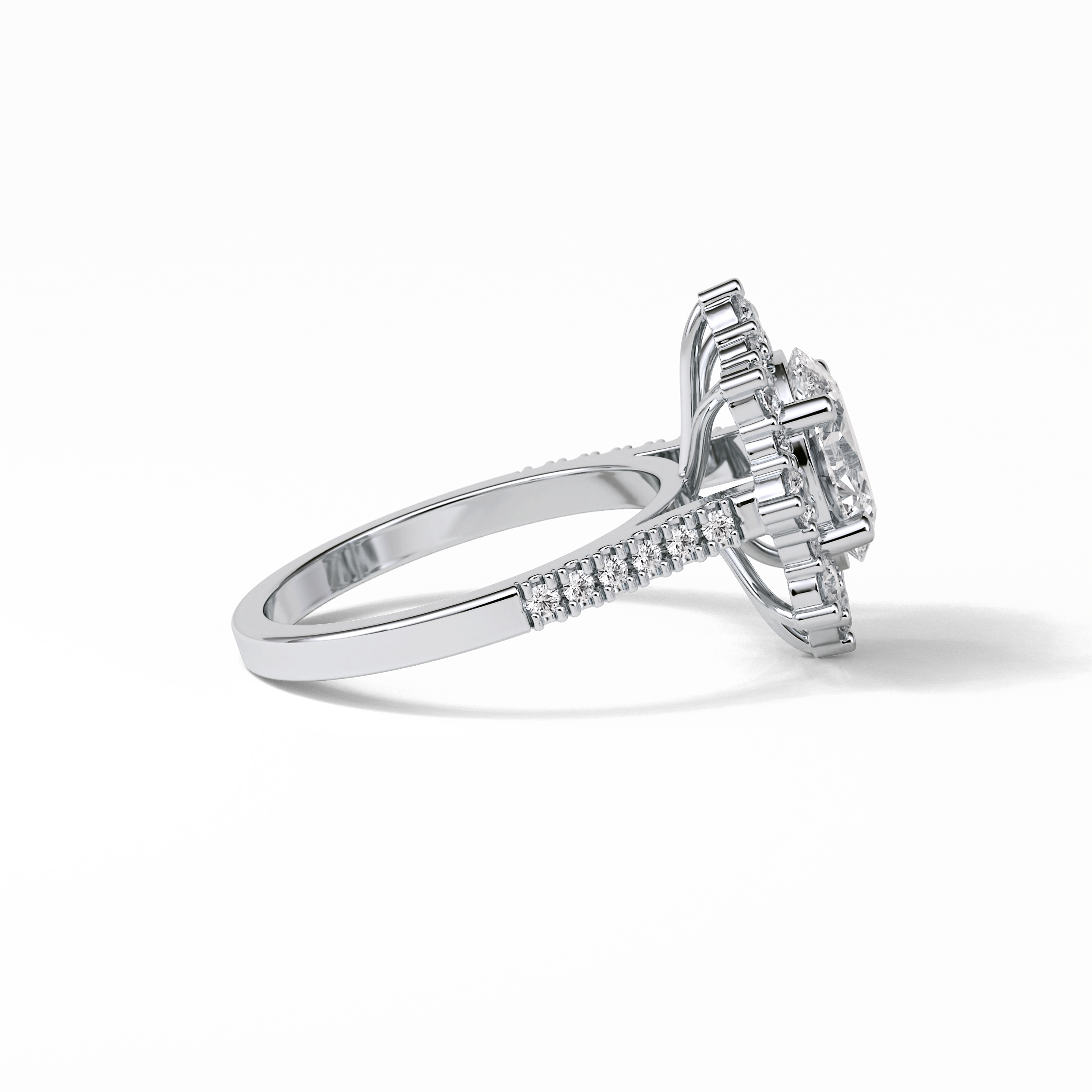 Oval Pave & Halo Lab Grown Diamond Engagement Ring