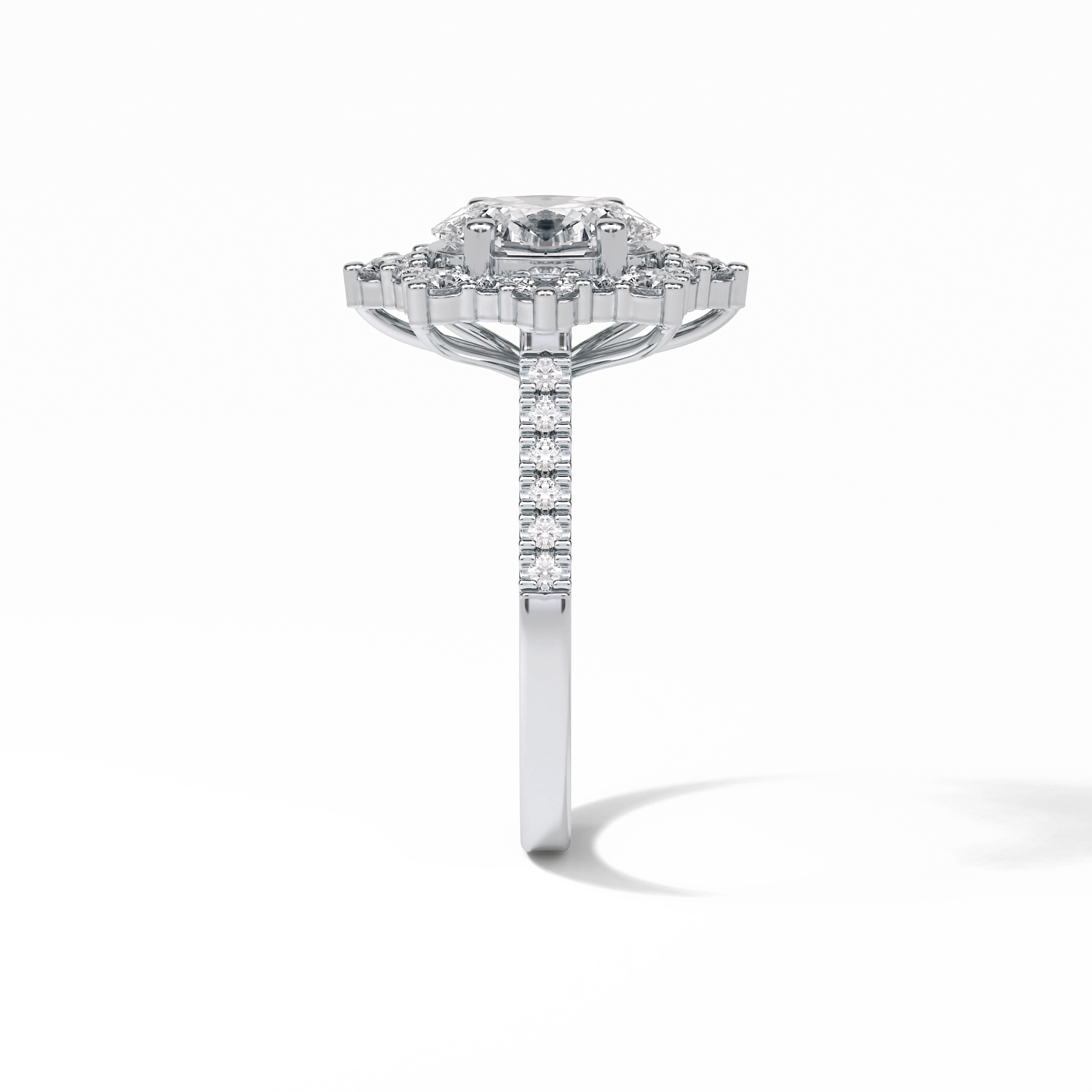 Oval Pave & Halo Lab Grown Diamond Engagement Ring