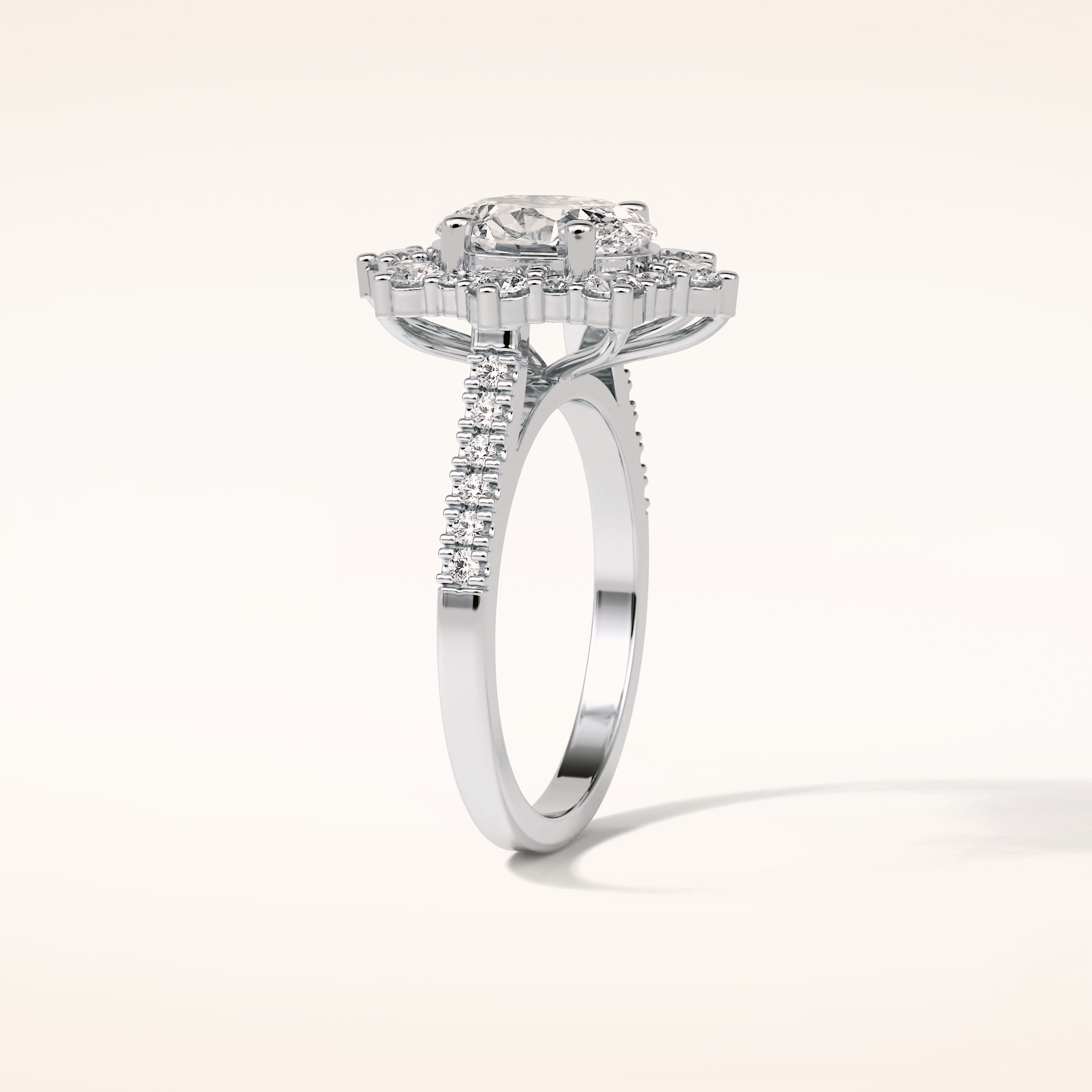 1.91 CT Oval Shaped Cluster Moissanite Engagement Ring