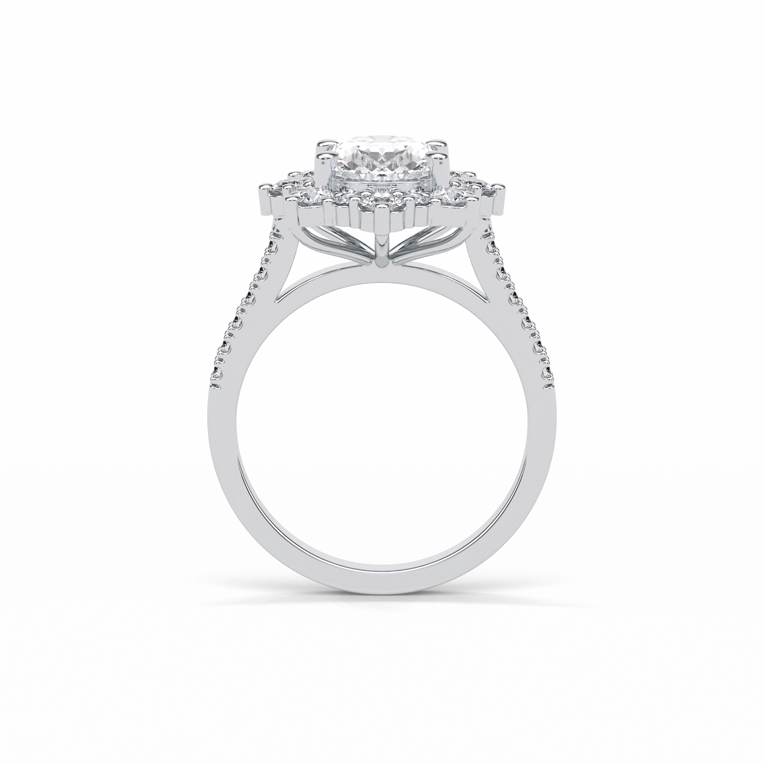 Oval Pave & Halo Lab Grown Diamond Engagement Ring