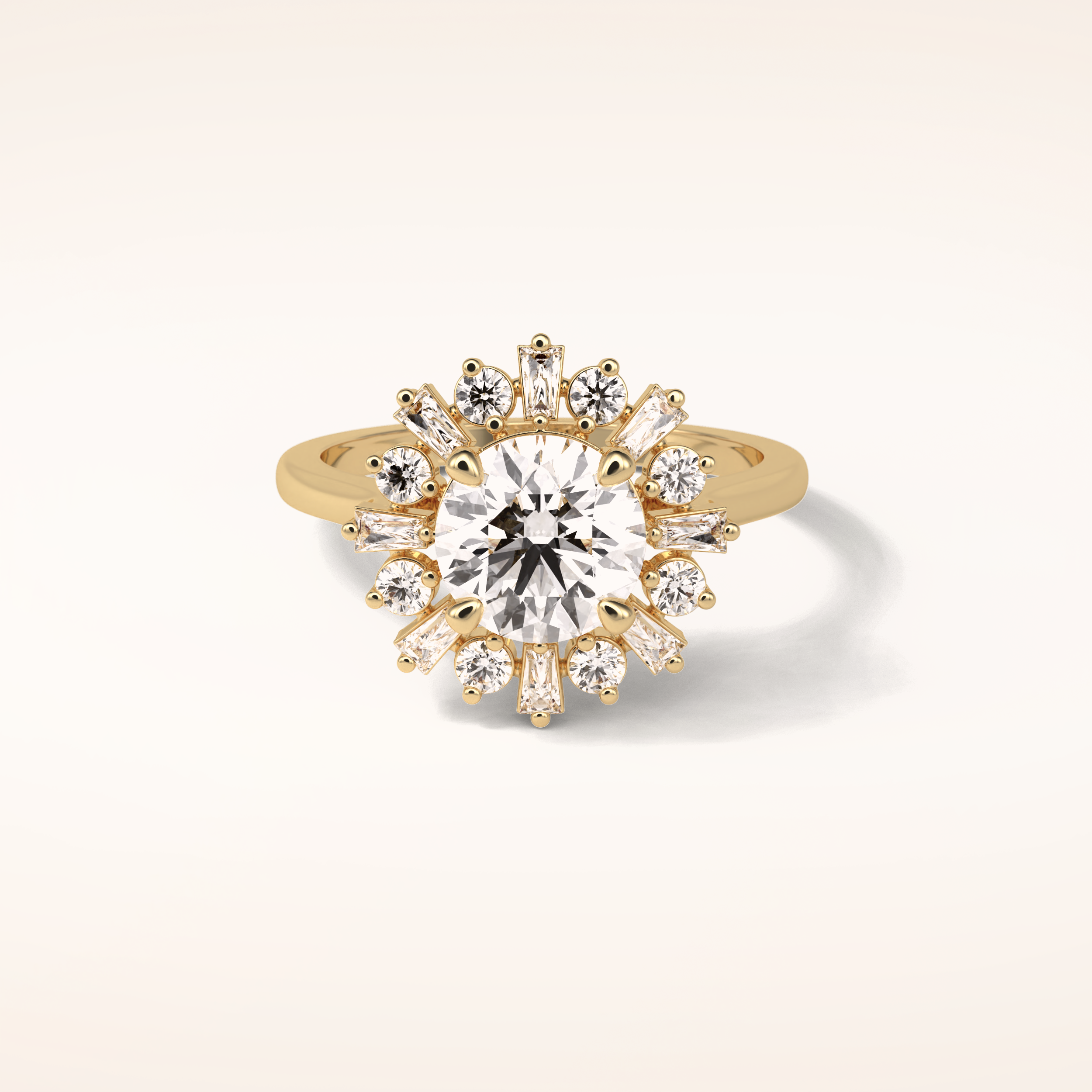 1.35 CT Round Shaped Halo Moissanite Engagement Ring