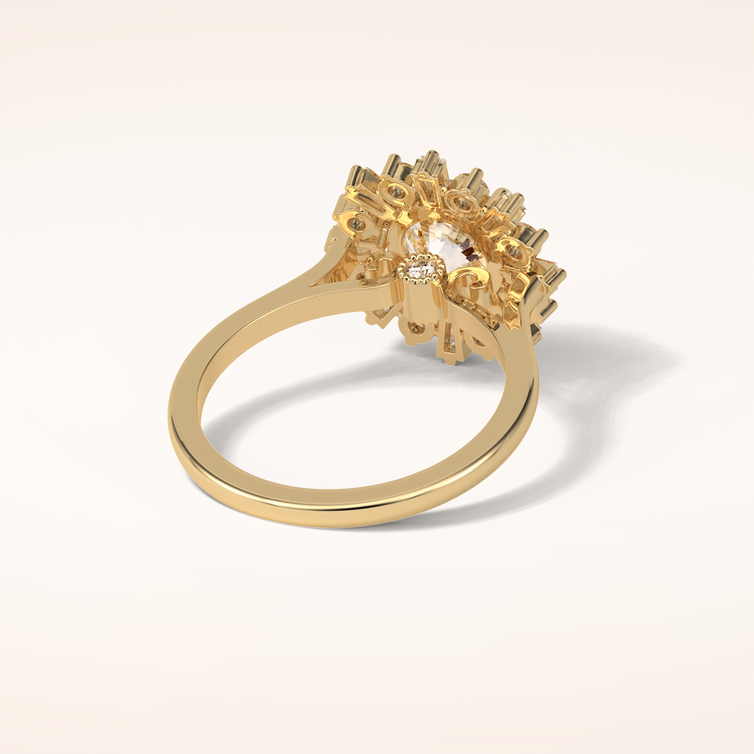 1.35 CT Round Shaped Halo Moissanite Engagement Ring