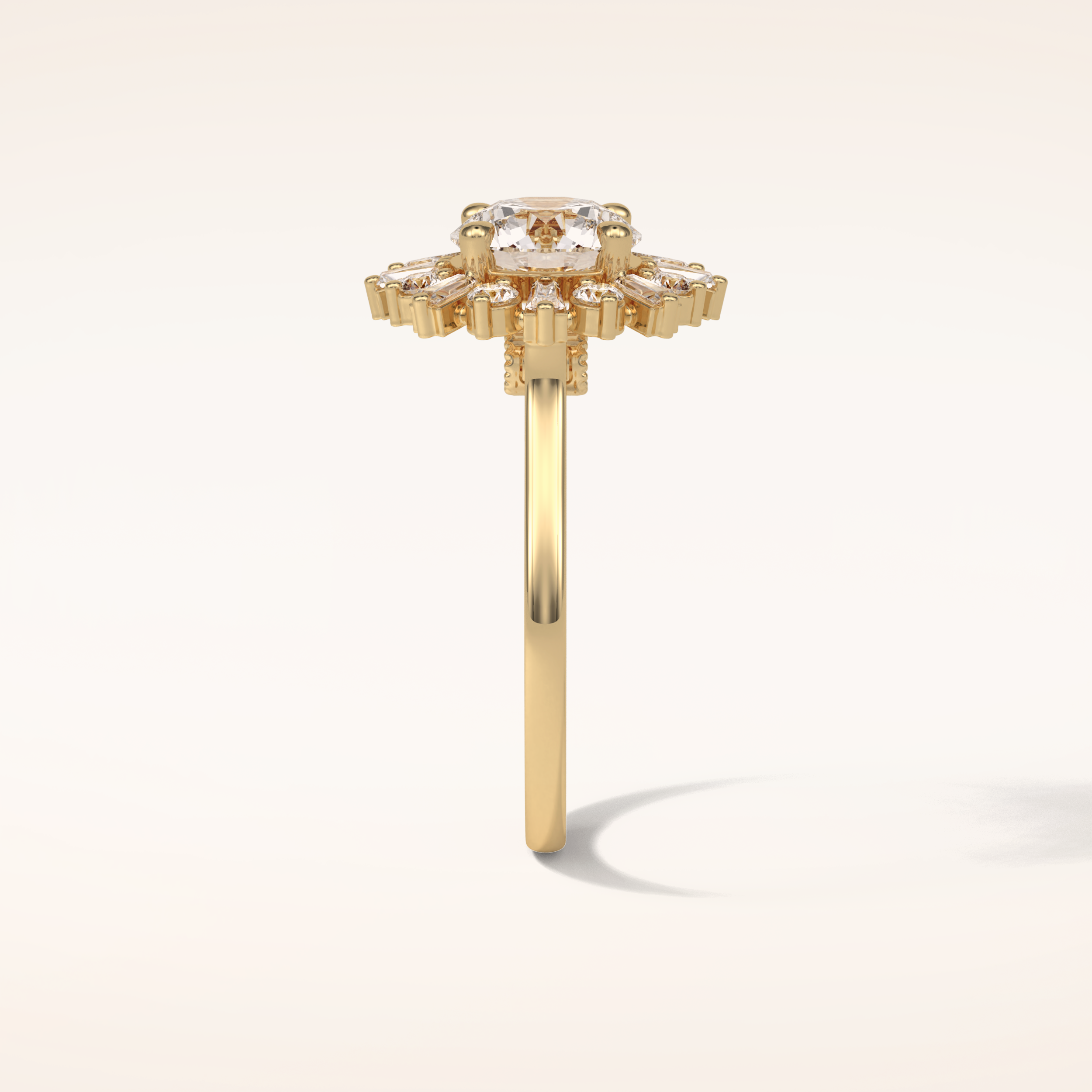 1.35 CT Round Shaped Halo Moissanite Engagement Ring