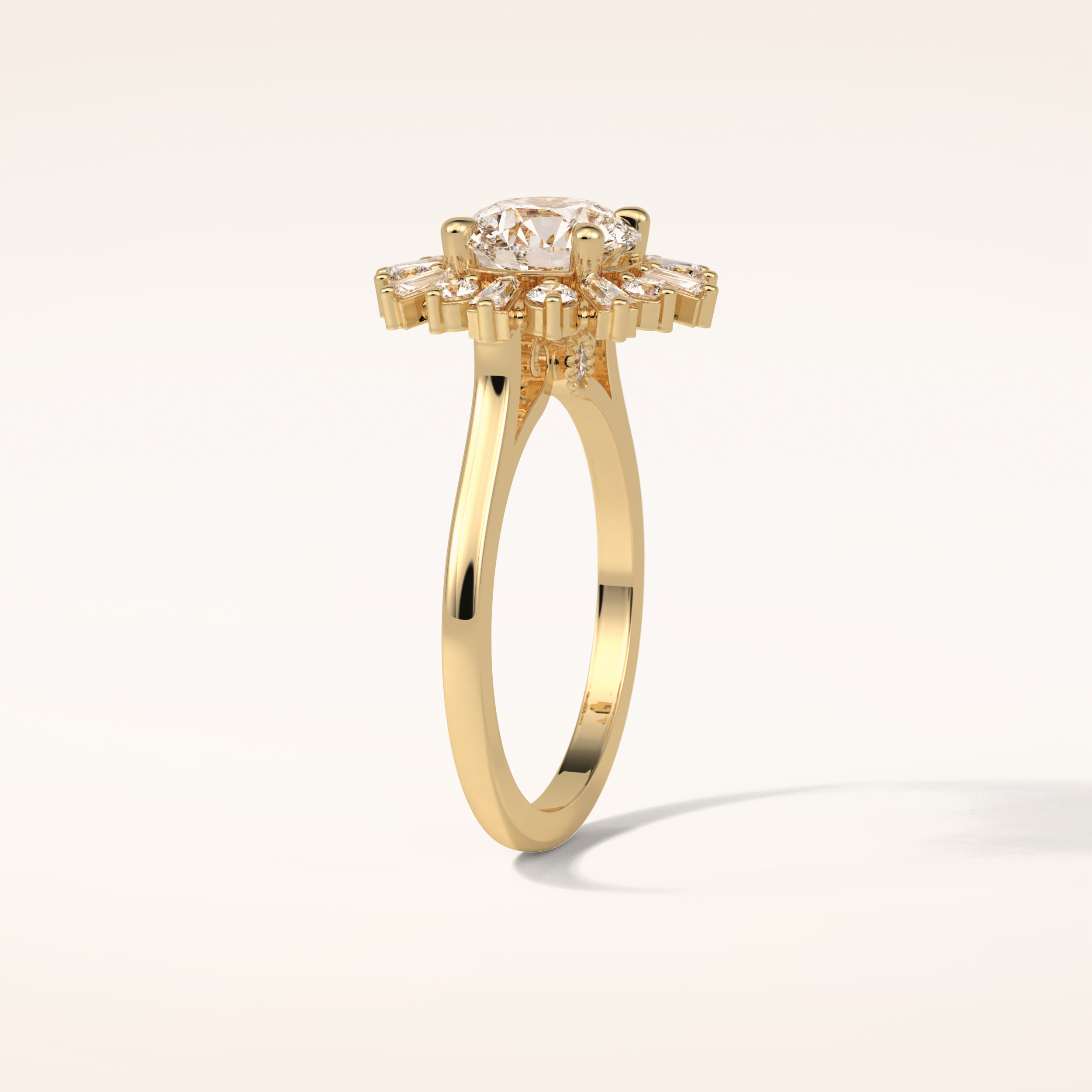 1.35 CT Round Shaped Halo Moissanite Engagement Ring