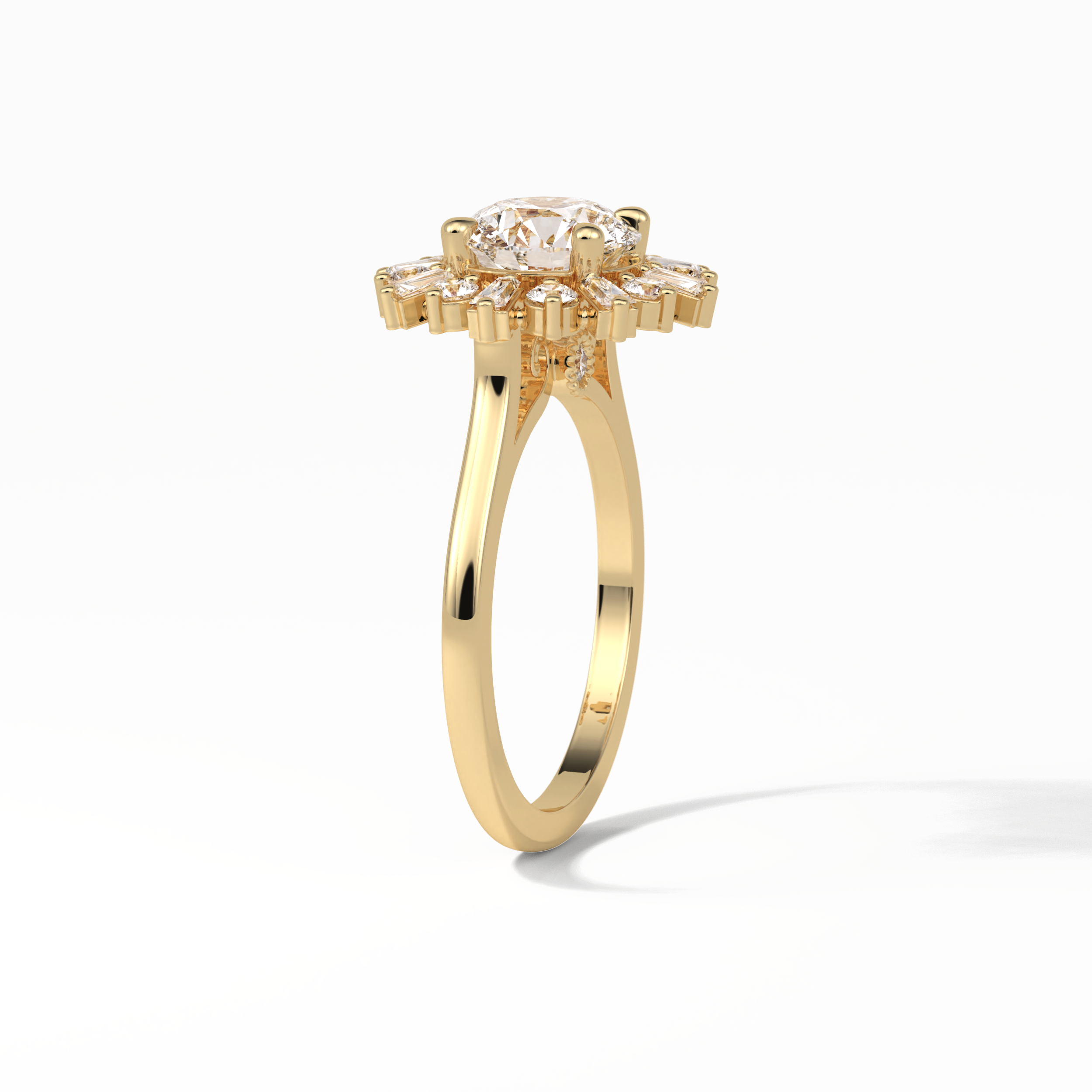 Round Cluster Lab Grown Diamond Engagement Ring