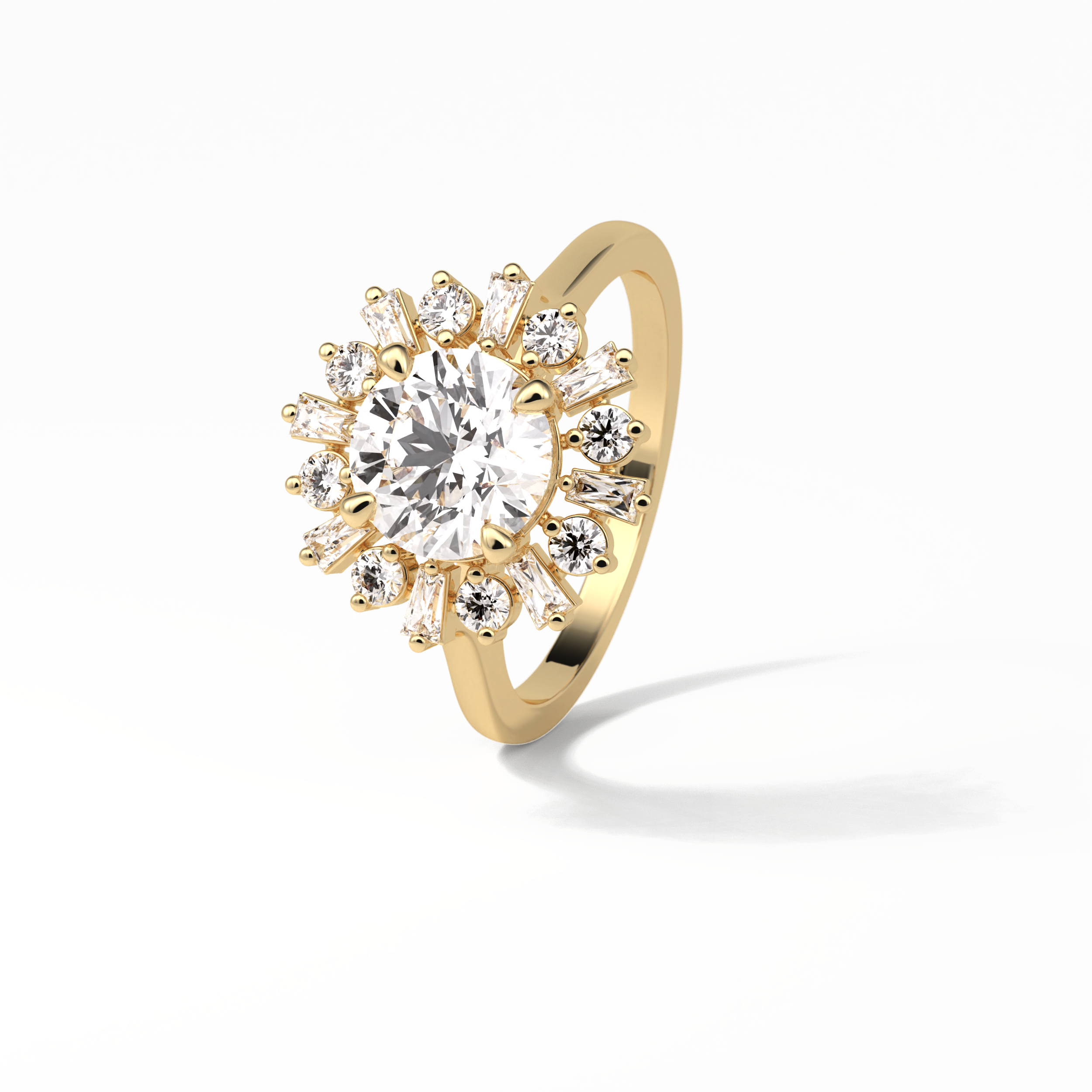 Round Cluster Lab Grown Diamond Engagement Ring