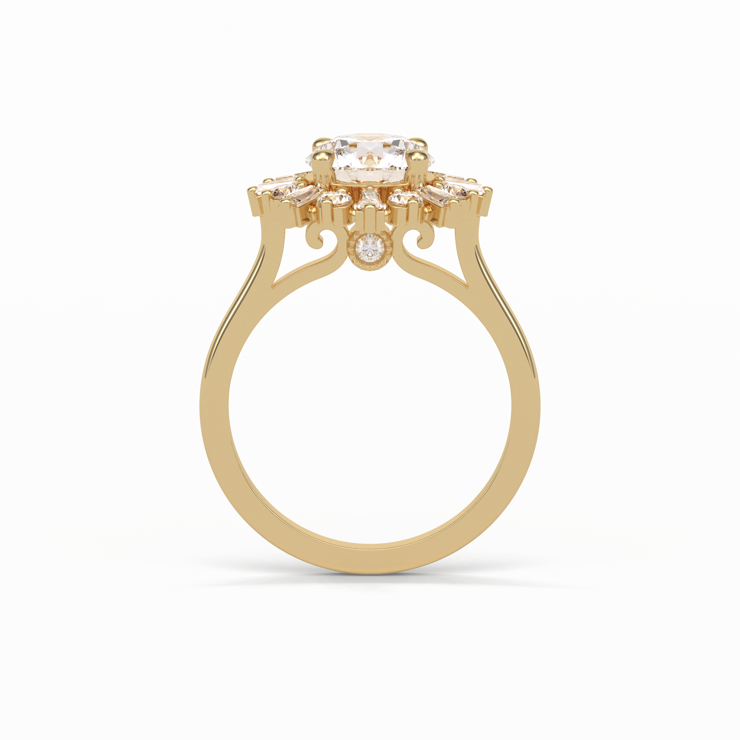 Round Cluster Lab Grown Diamond Engagement Ring