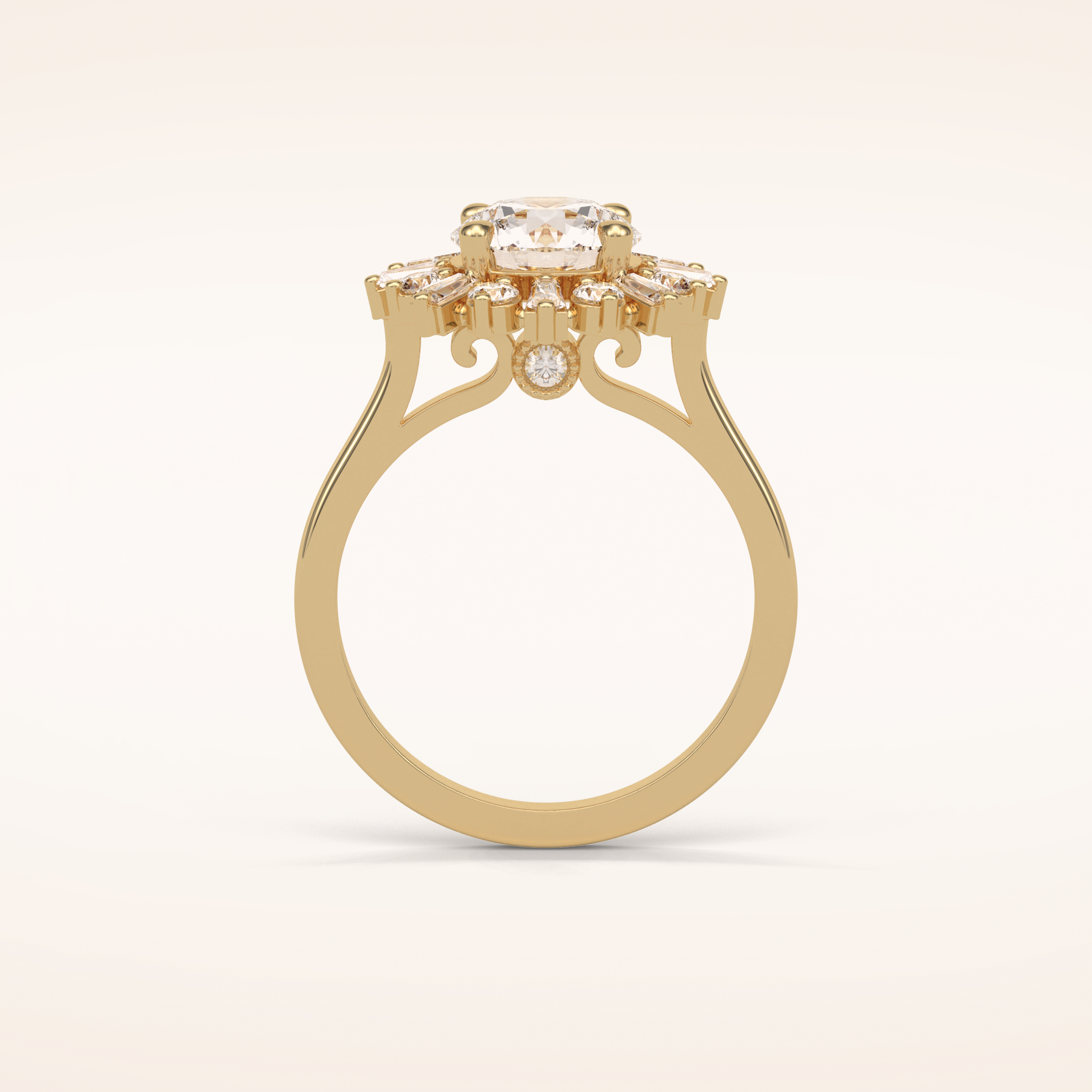 1.35 CT Round Shaped Halo Moissanite Engagement Ring