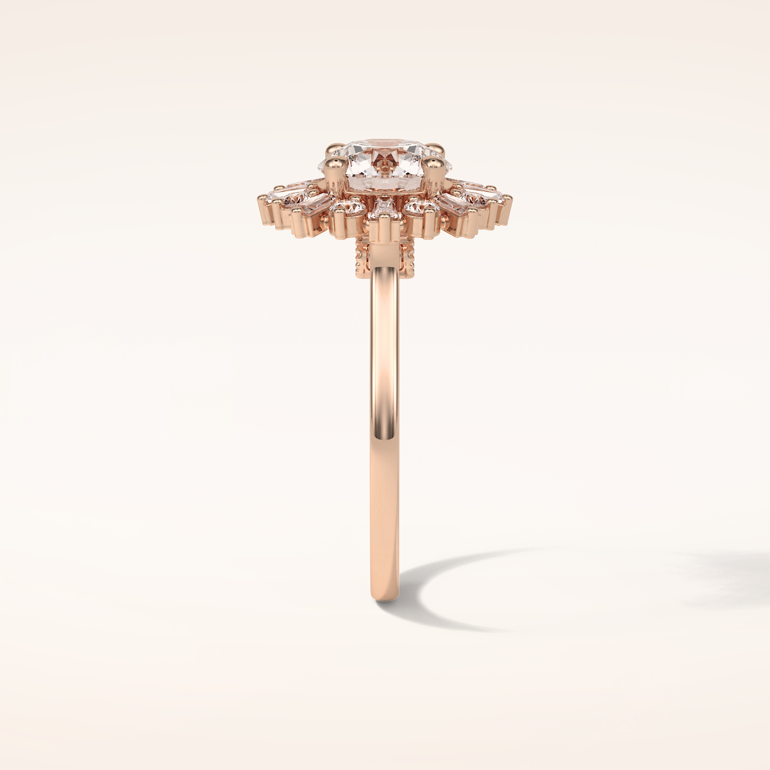 1.35 CT Round Shaped Halo Moissanite Engagement Ring