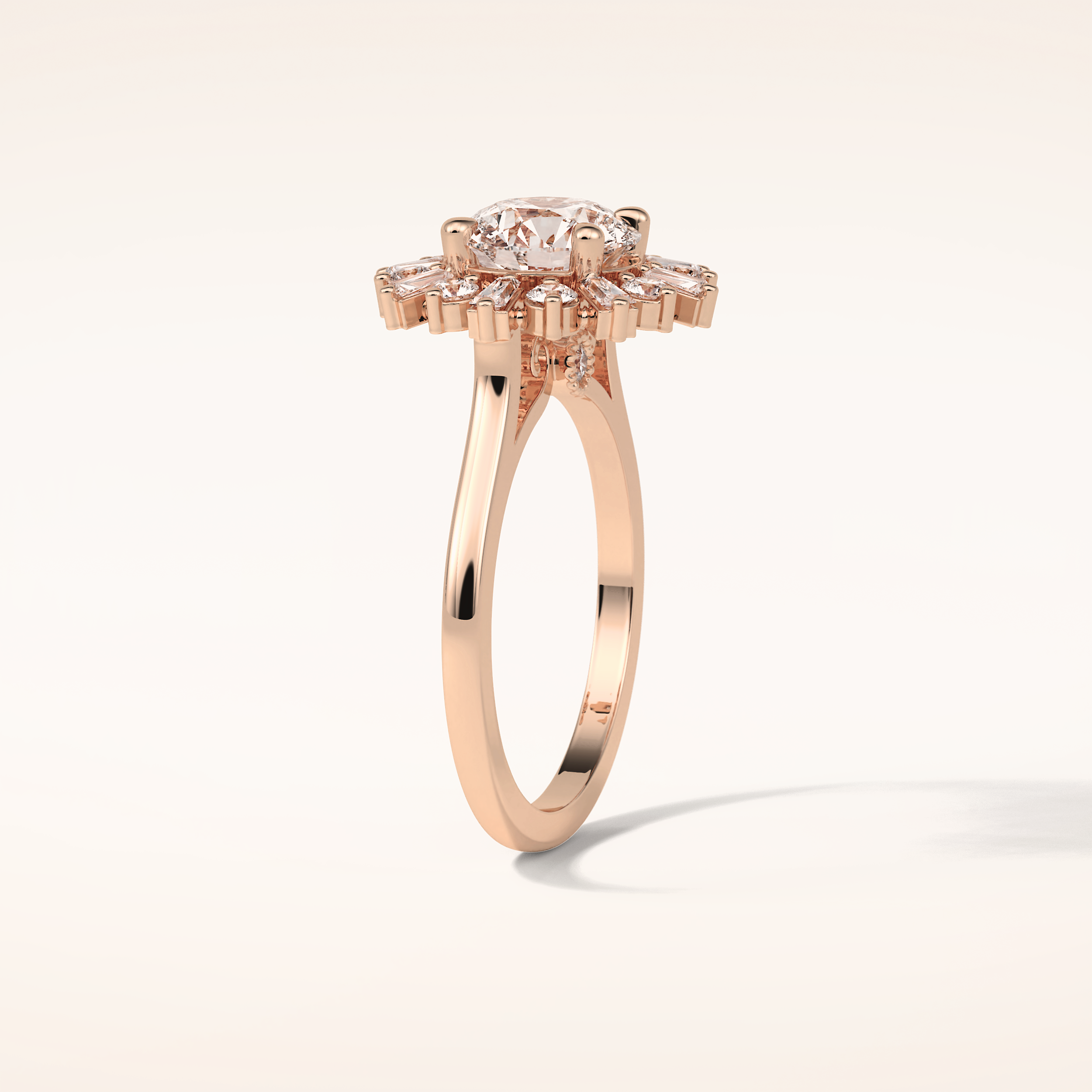 1.35 CT Round Shaped Halo Moissanite Engagement Ring