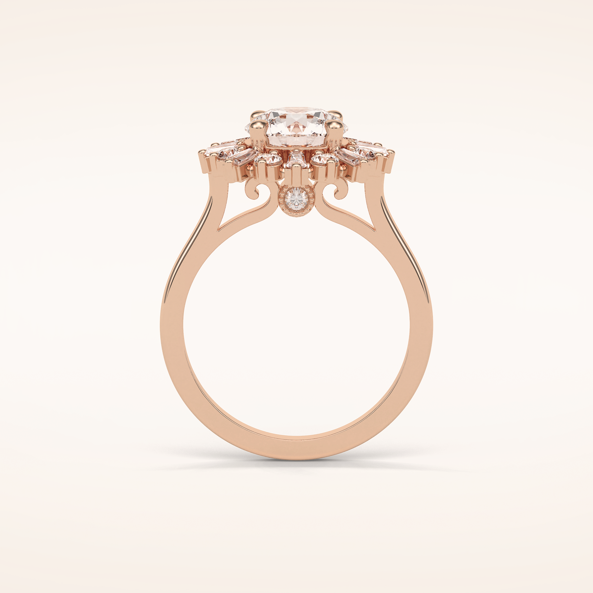 1.35 CT Round Shaped Halo Moissanite Engagement Ring