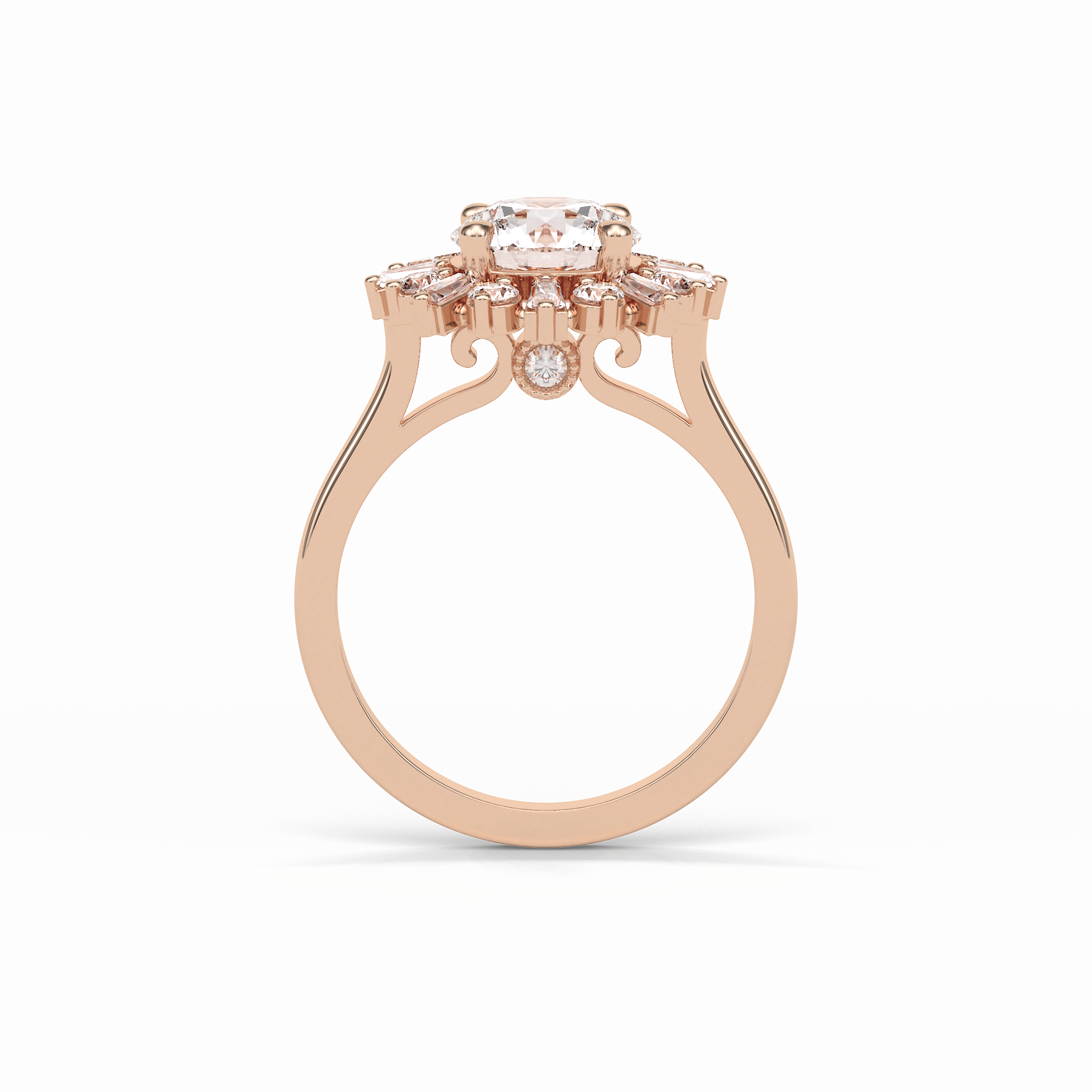Round Cluster Lab Grown Diamond Engagement Ring