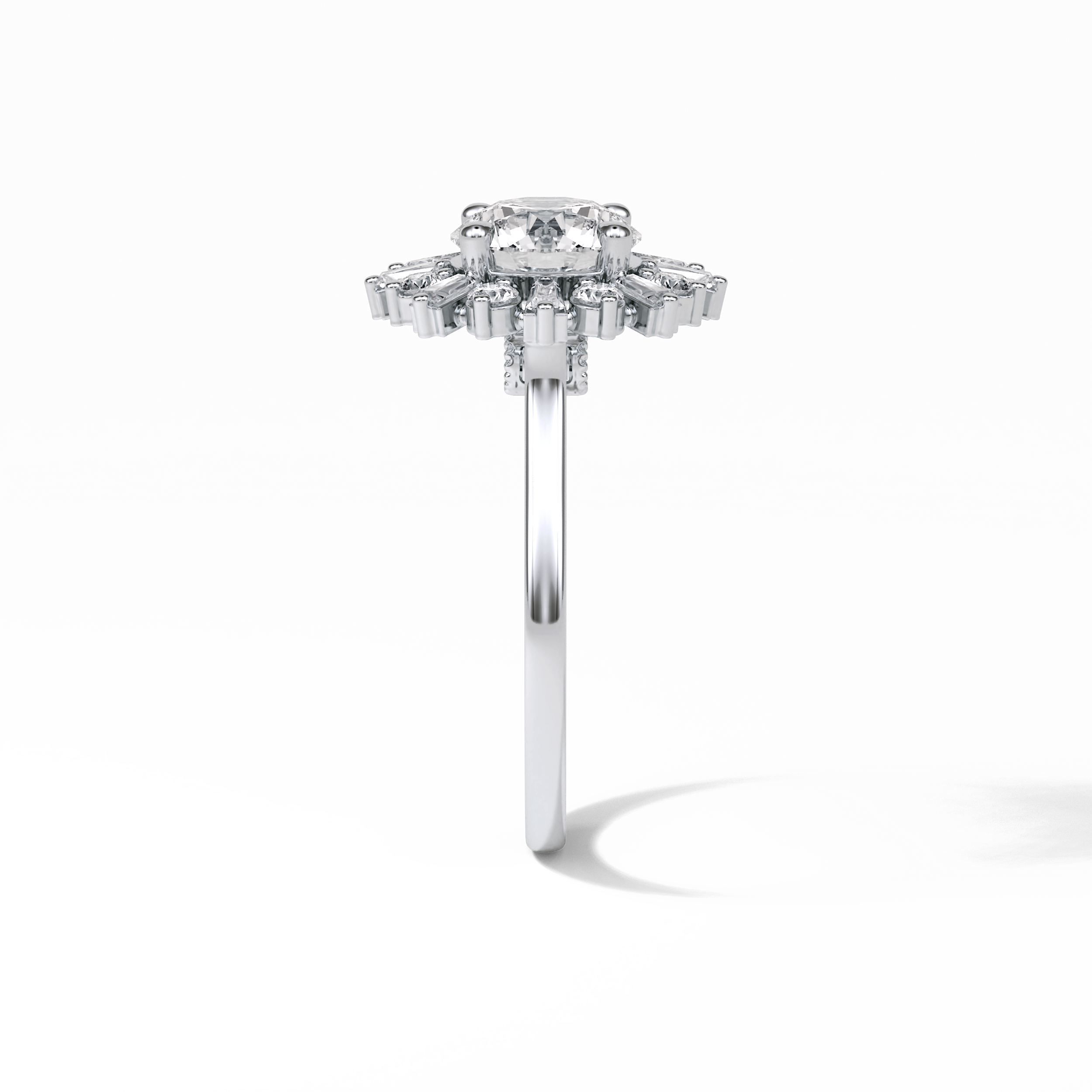 Round Cluster Lab Grown Diamond Engagement Ring
