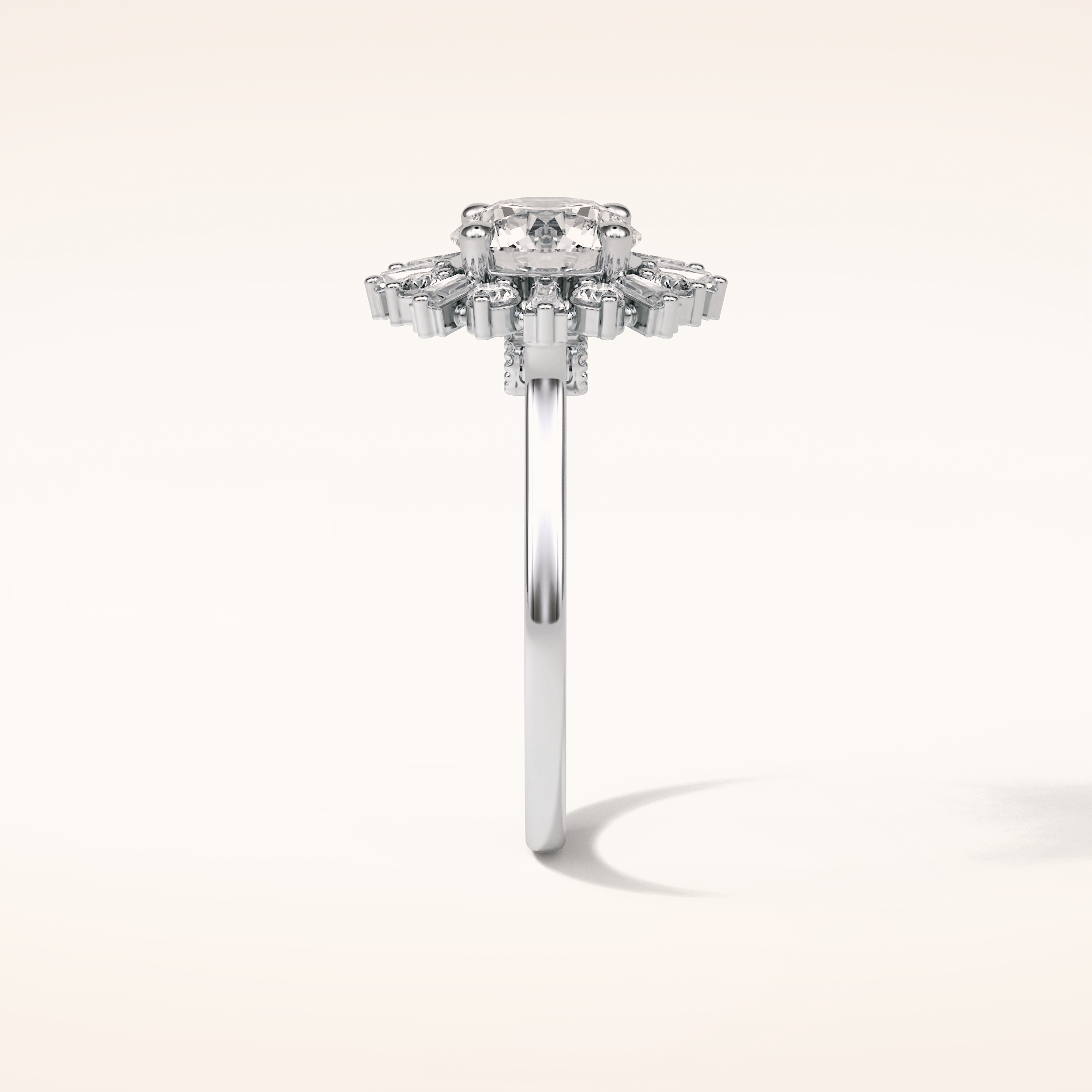 1.35 CT Round Shaped Halo Moissanite Engagement Ring