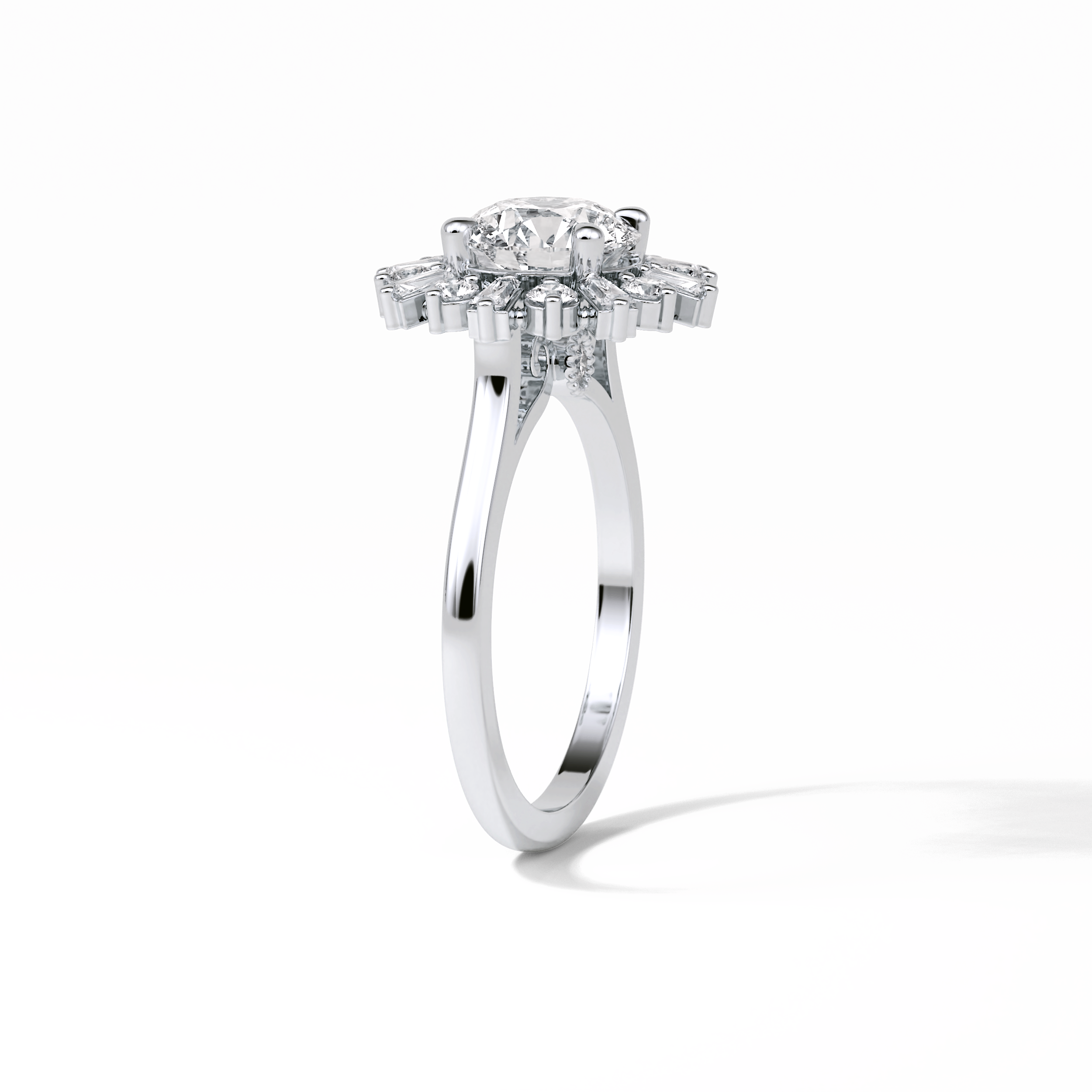 Round Cluster Lab Grown Diamond Engagement Ring