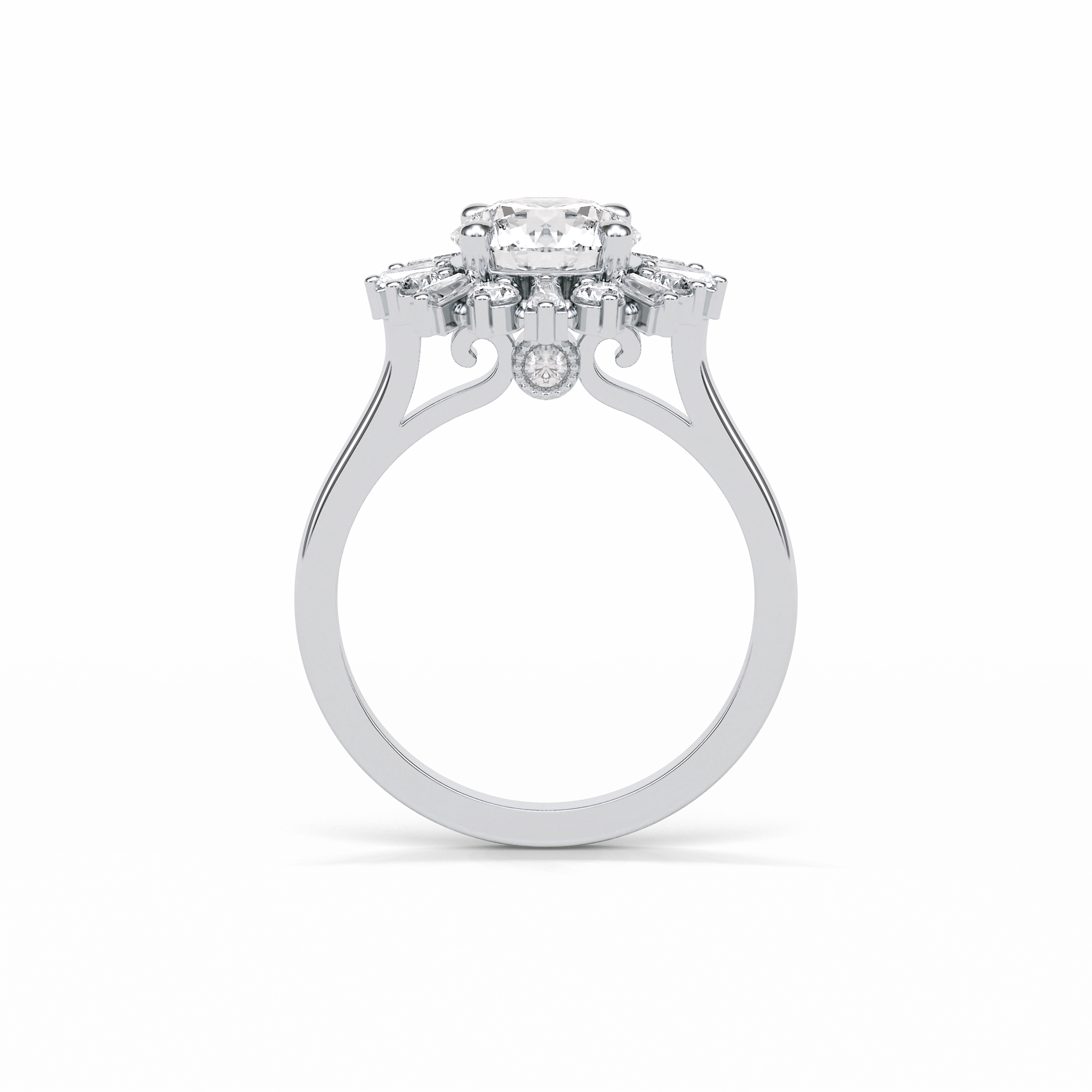 Round Cluster Lab Grown Diamond Engagement Ring