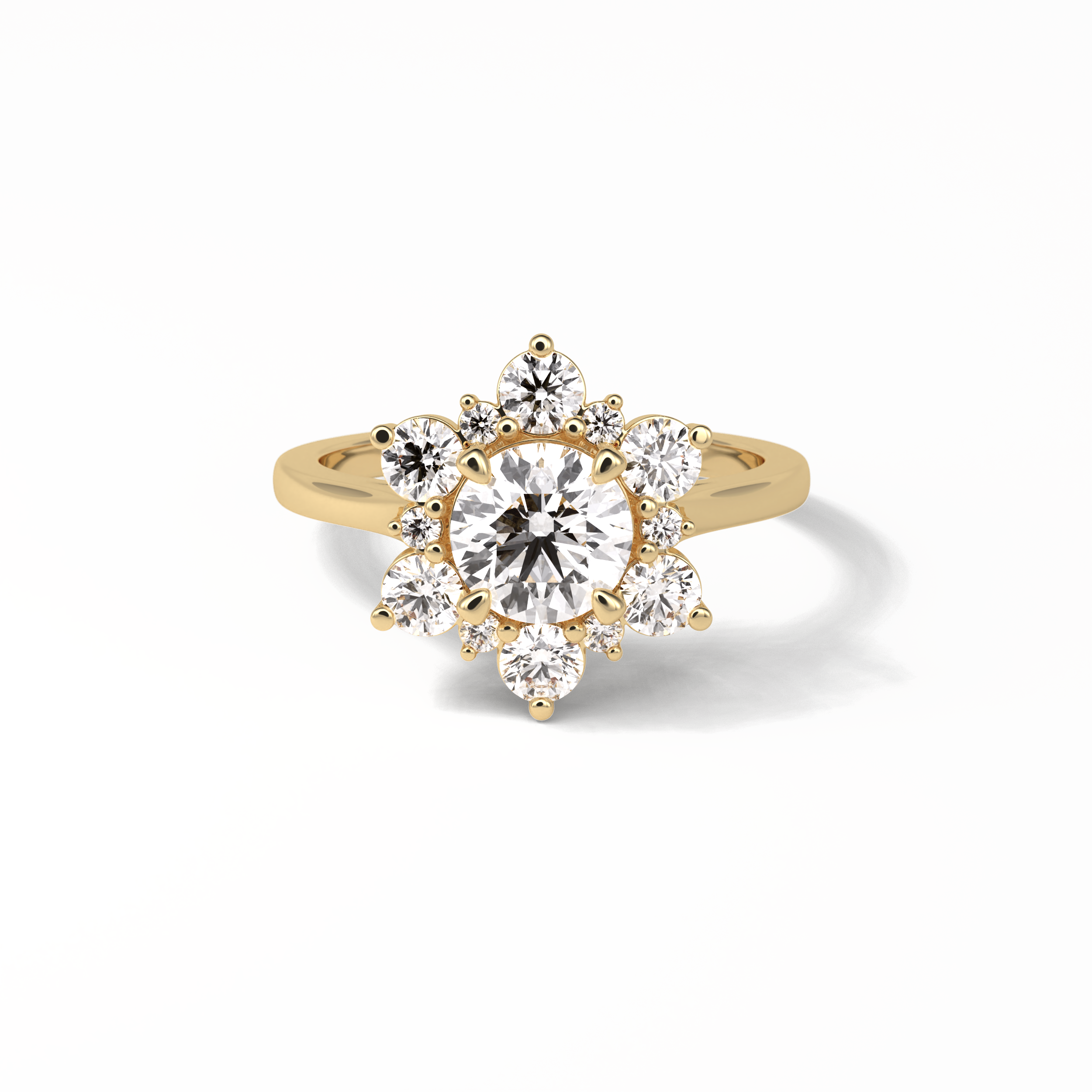 Round Cluster Lab Grown Diamond Engagement Ring