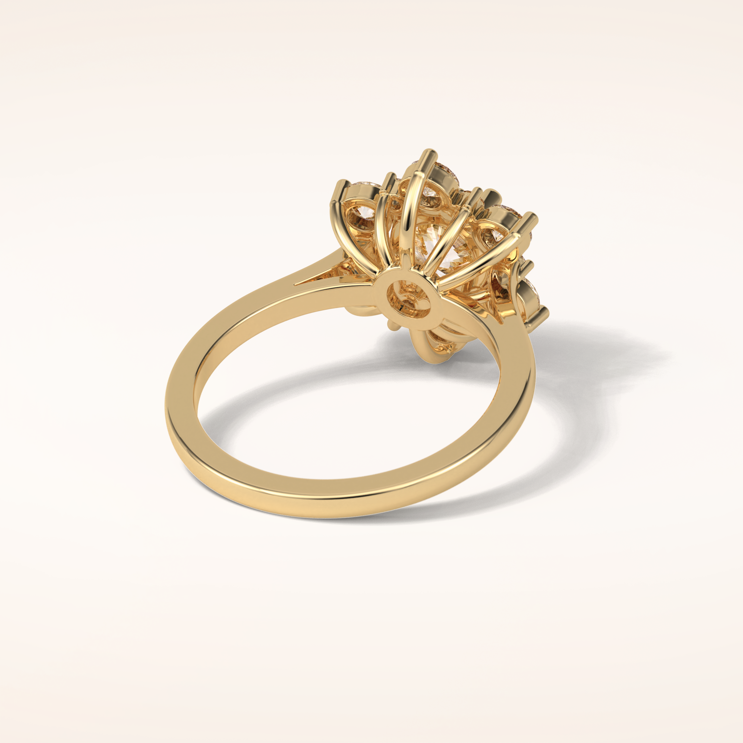 1 CT Round Shaped Cluster Moissanite Engagement Ring