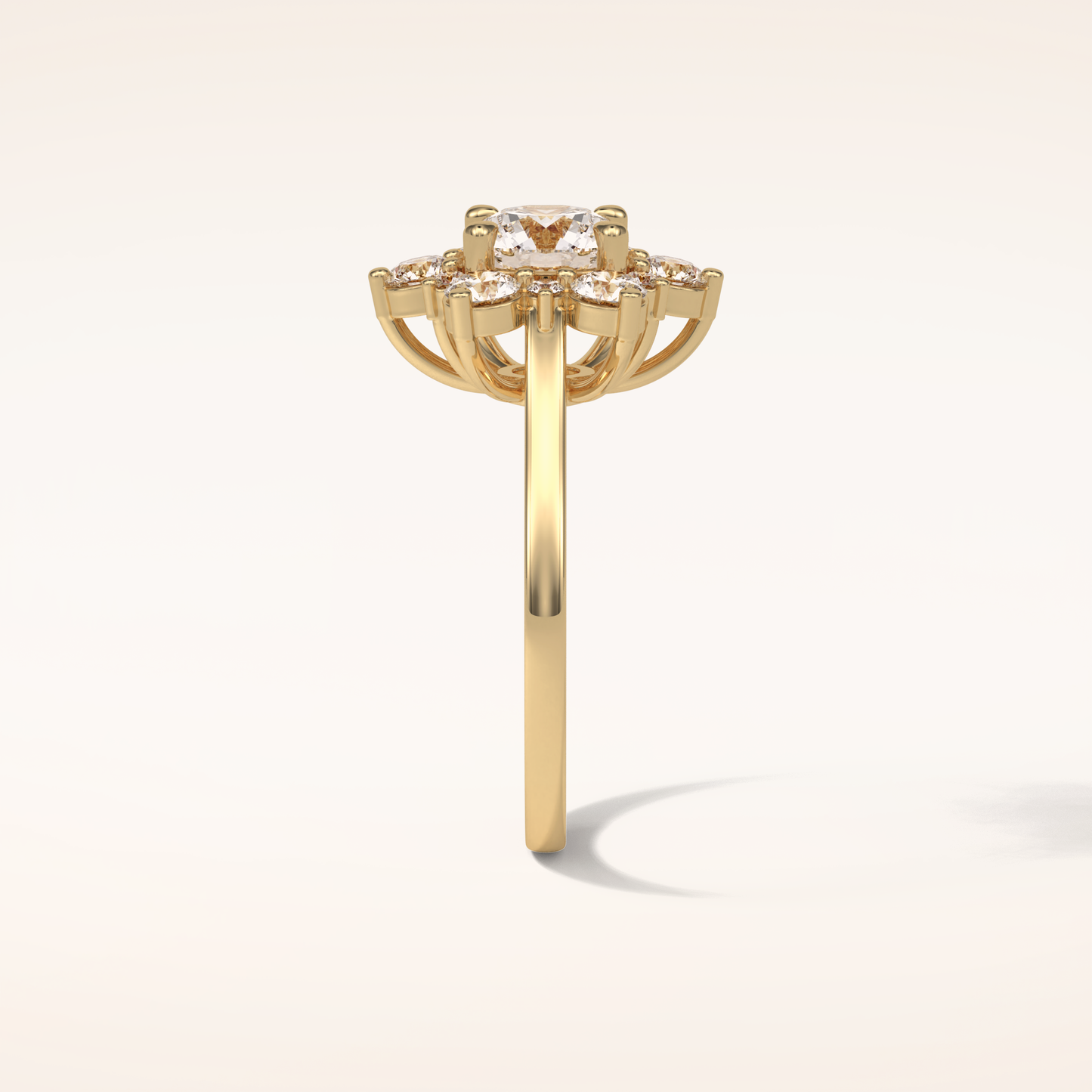 1 CT Round Shaped Cluster Moissanite Engagement Ring