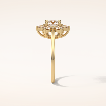 1 CT Round Shaped Cluster Moissanite Engagement Ring