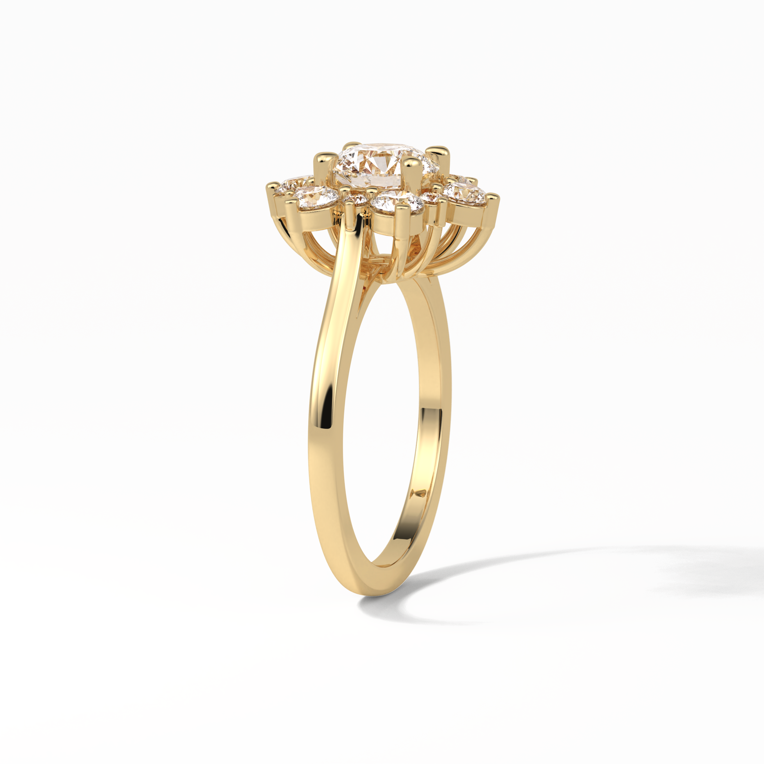 Round Cluster Lab Grown Diamond Engagement Ring