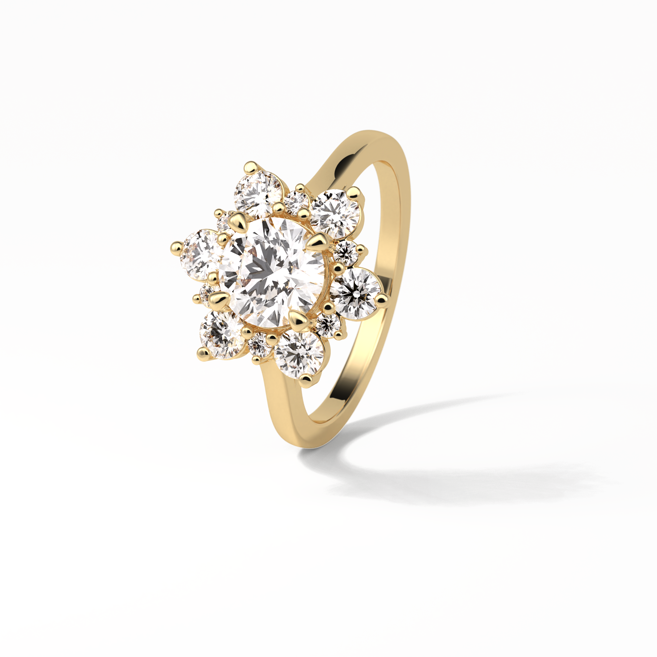 Round Cluster Lab Grown Diamond Engagement Ring