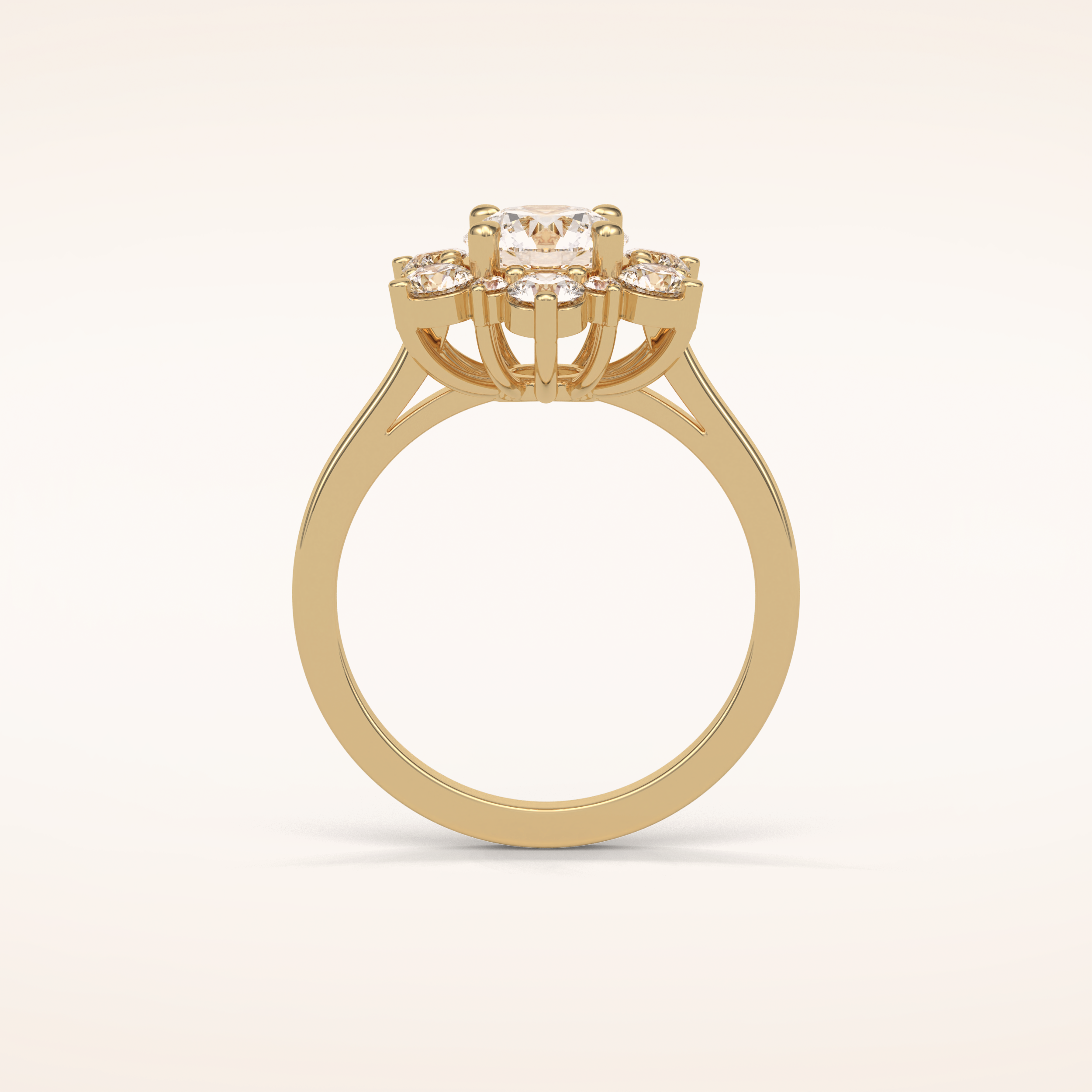 1 CT Round Shaped Cluster Moissanite Engagement Ring