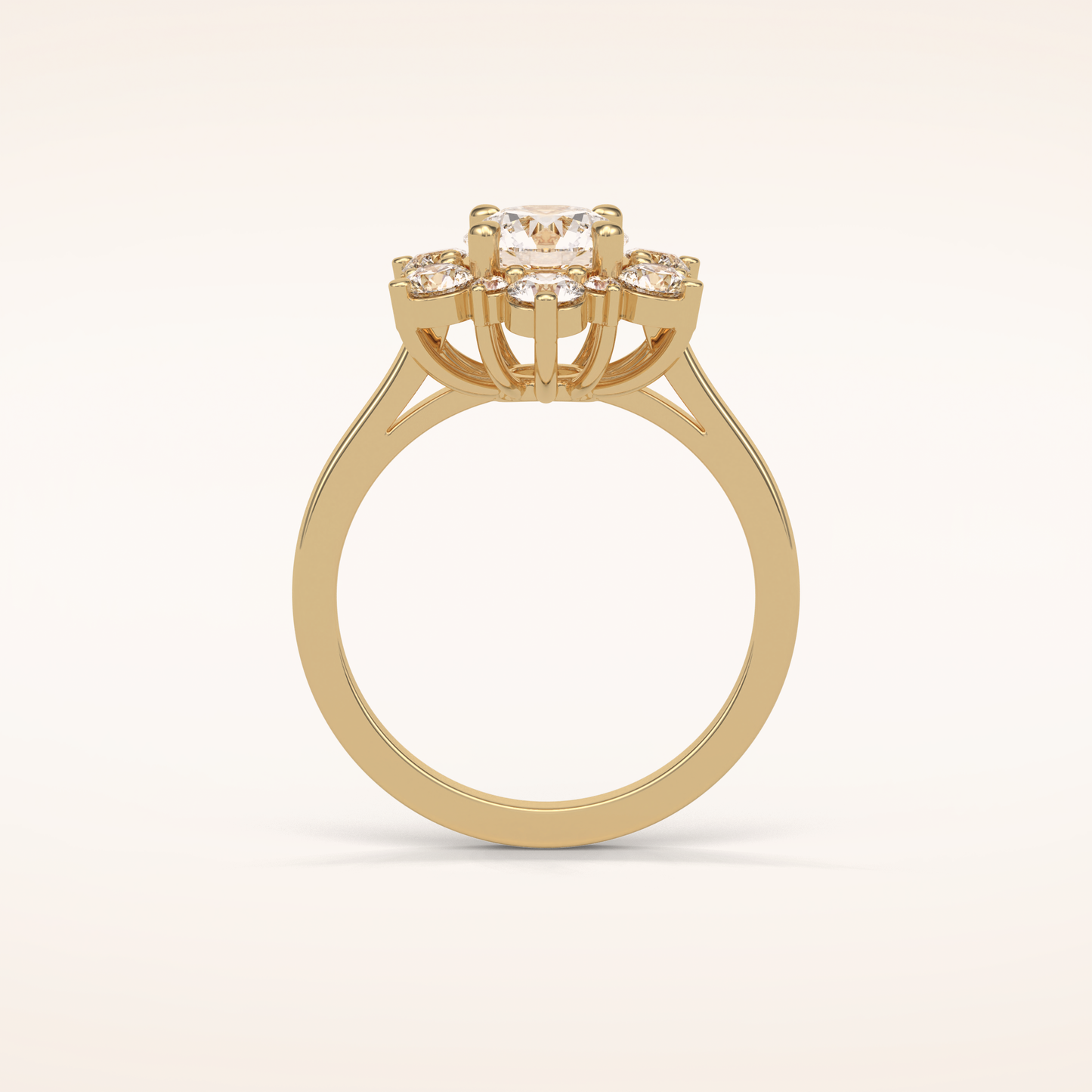 1 CT Round Shaped Cluster Moissanite Engagement Ring