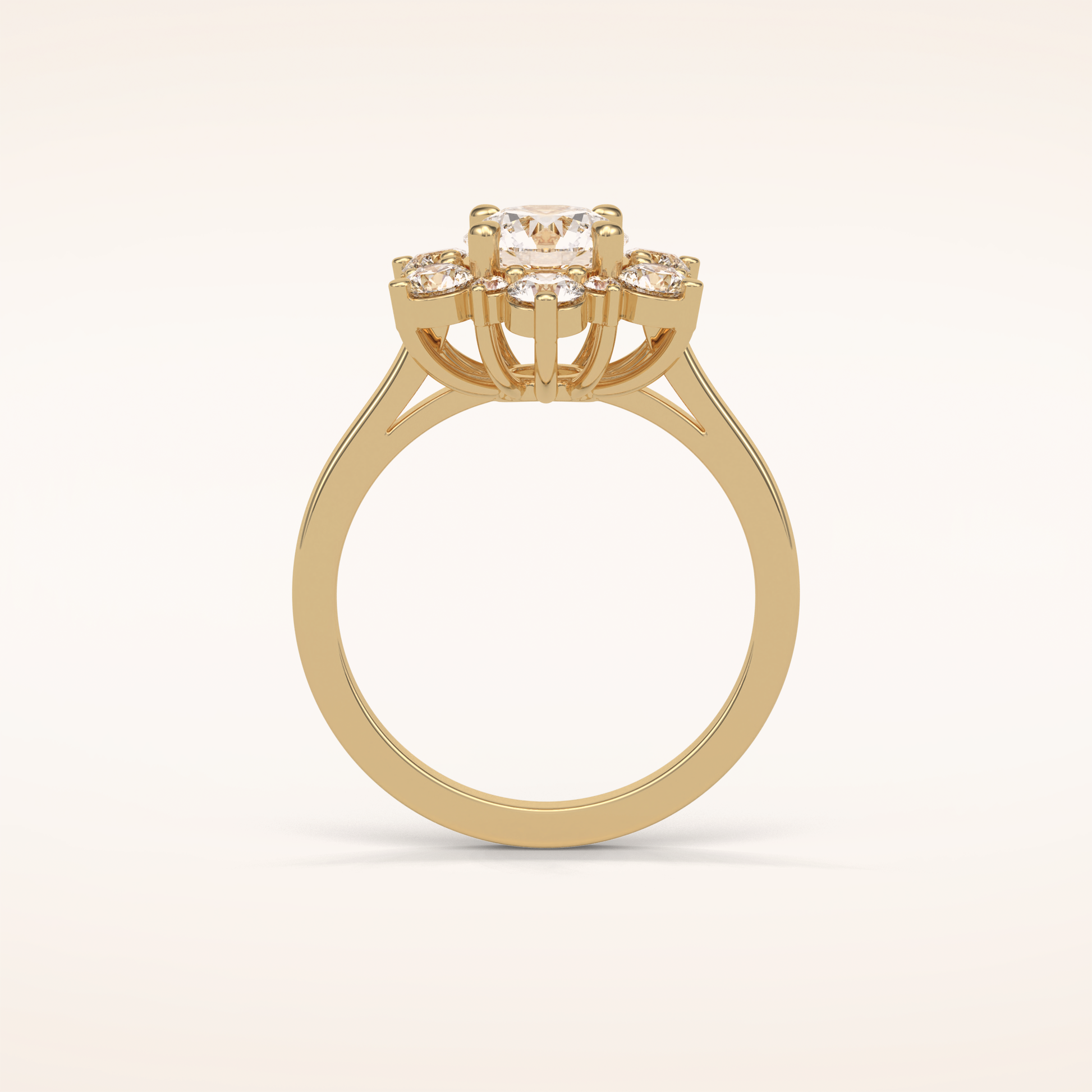 1 CT Round Shaped Cluster Moissanite Engagement Ring