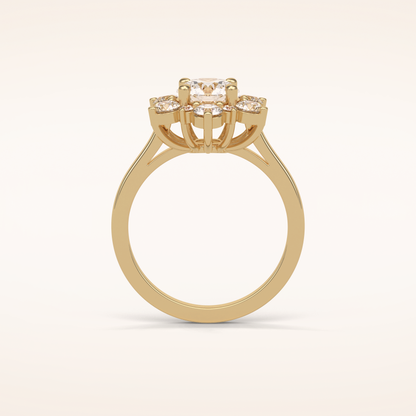 1 CT Round Shaped Cluster Moissanite Engagement Ring