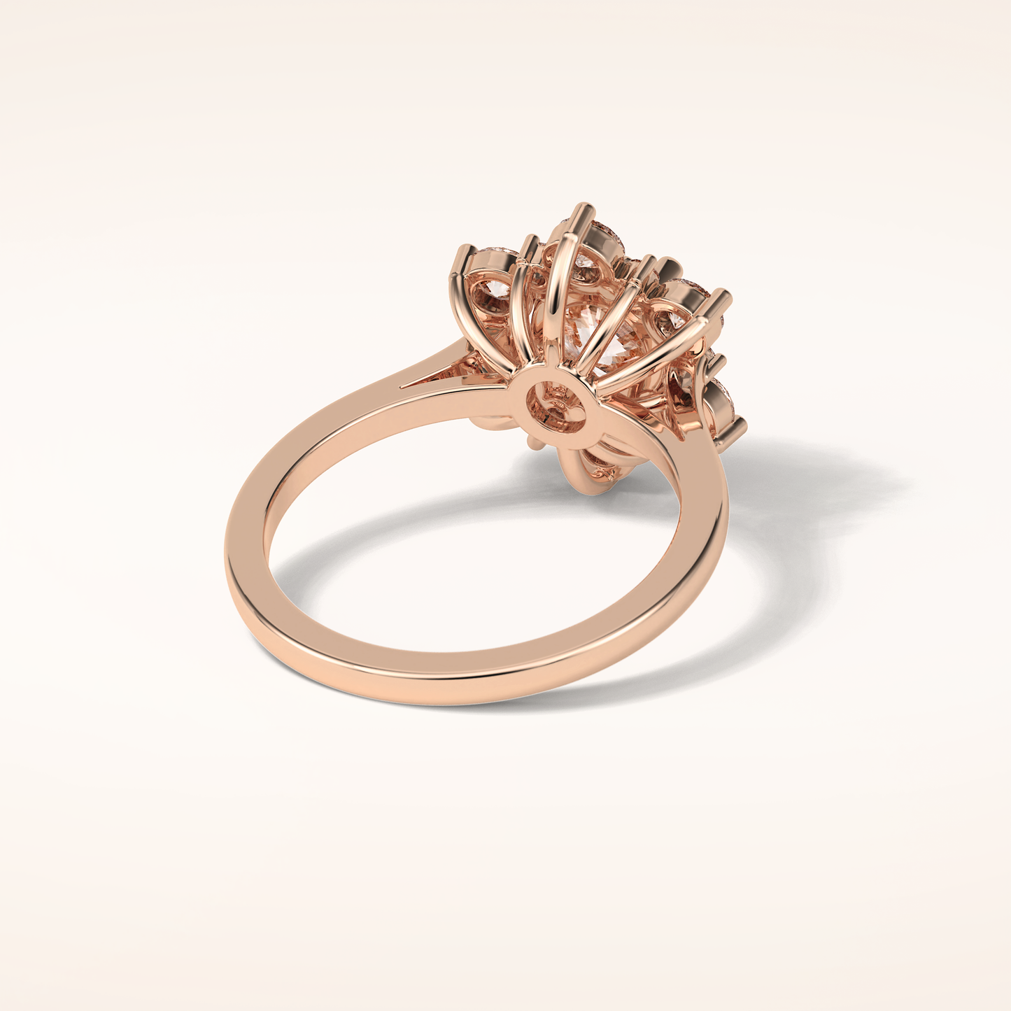 1 CT Round Shaped Cluster Moissanite Engagement Ring