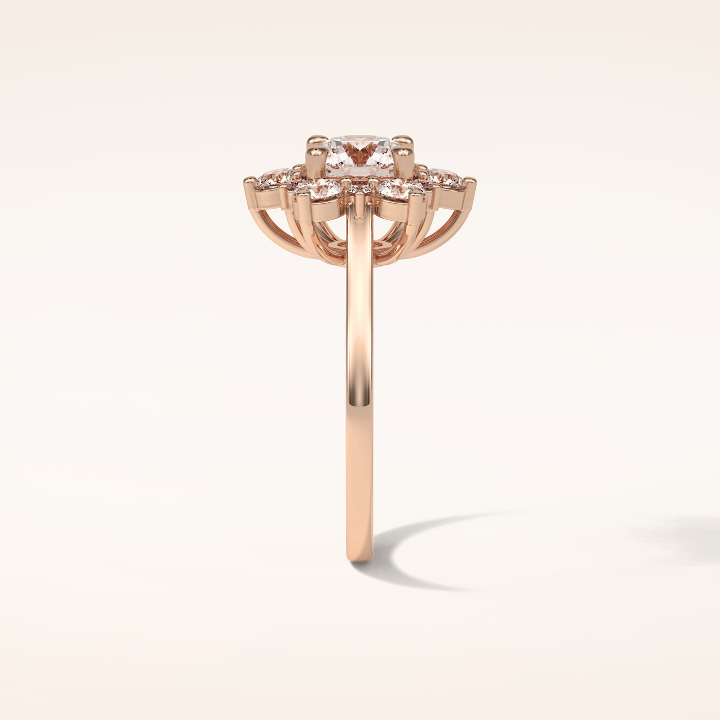 1 CT Round Shaped Cluster Moissanite Engagement Ring