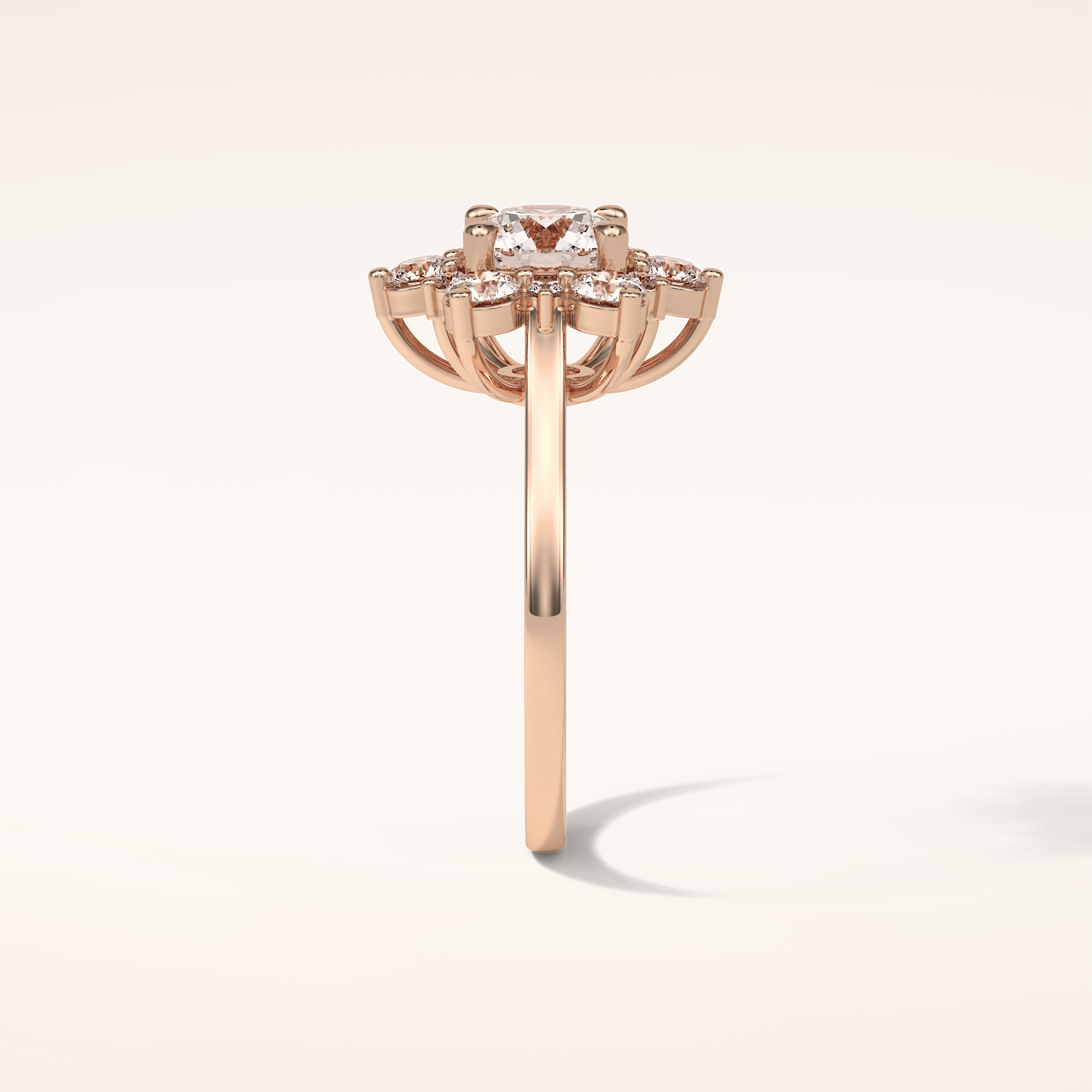 1 CT Round Shaped Cluster Moissanite Engagement Ring