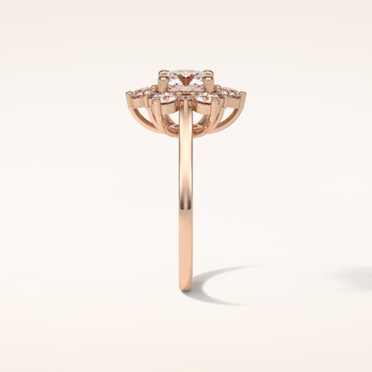 1 CT Round Shaped Cluster Moissanite Engagement Ring