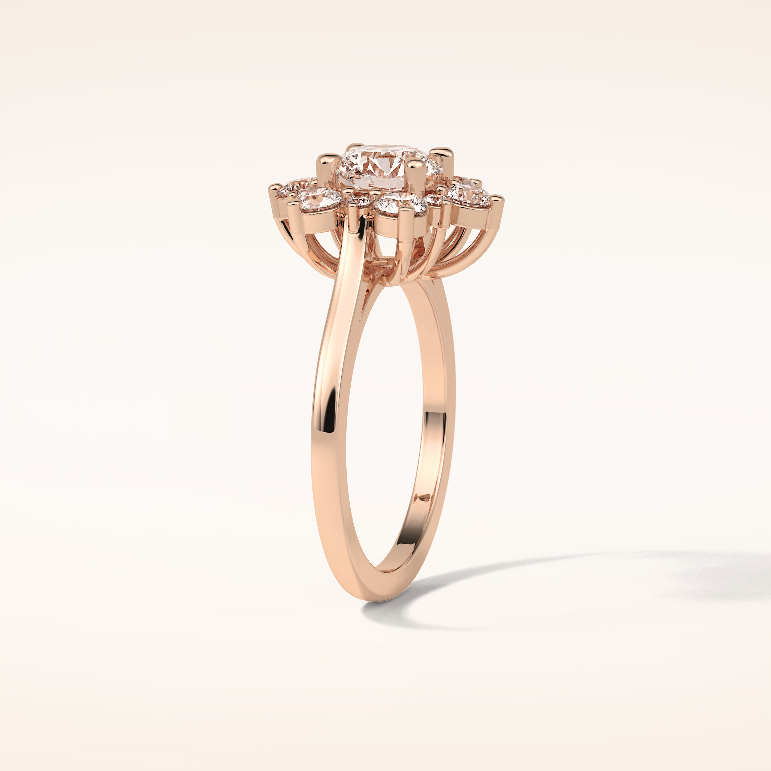 1 CT Round Shaped Cluster Moissanite Engagement Ring