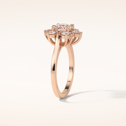 1 CT Round Shaped Cluster Moissanite Engagement Ring