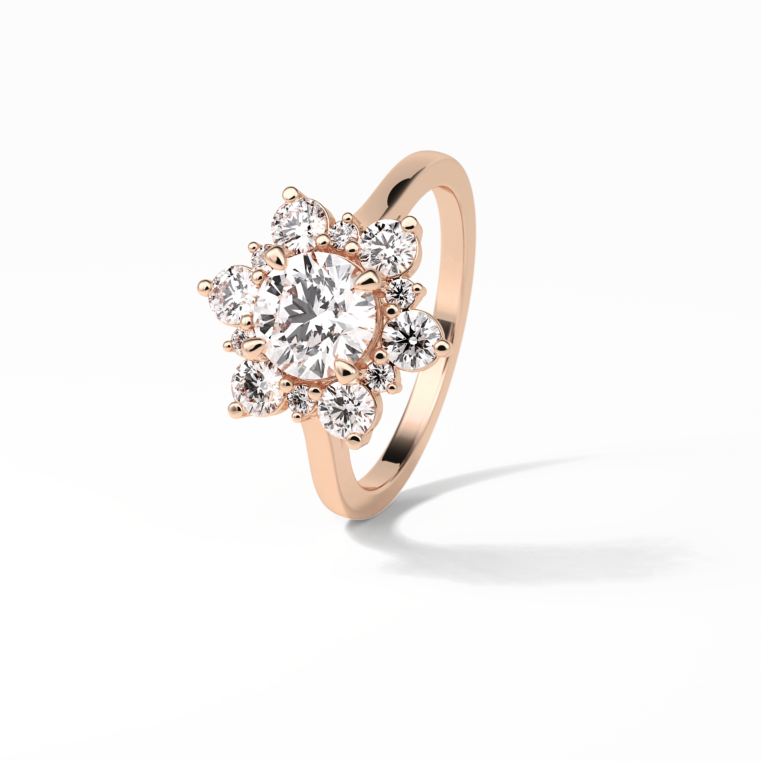 Round Cluster Lab Grown Diamond Engagement Ring