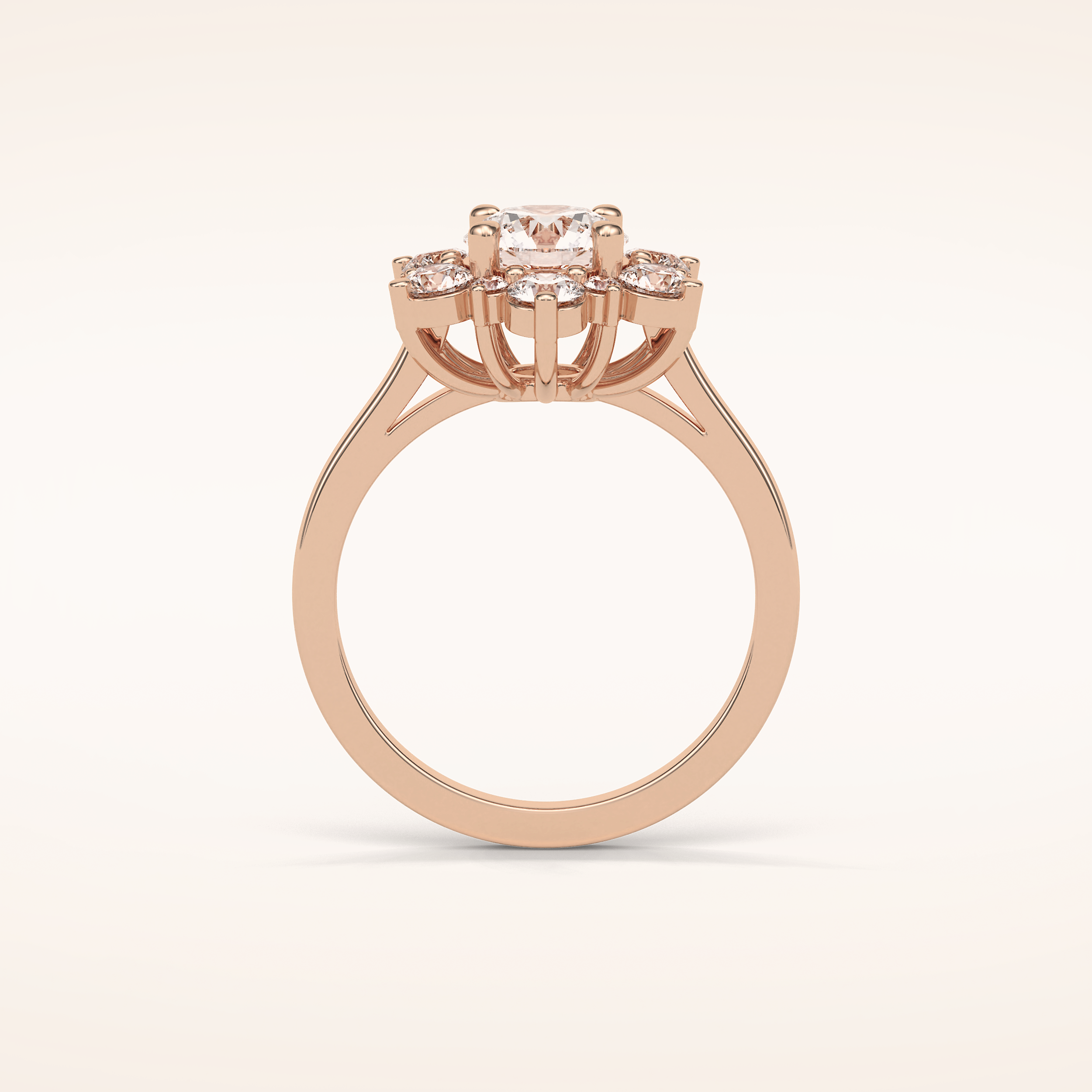 1 CT Round Shaped Cluster Moissanite Engagement Ring