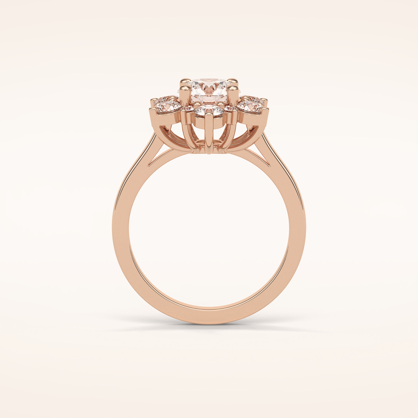 1 CT Round Shaped Cluster Moissanite Engagement Ring